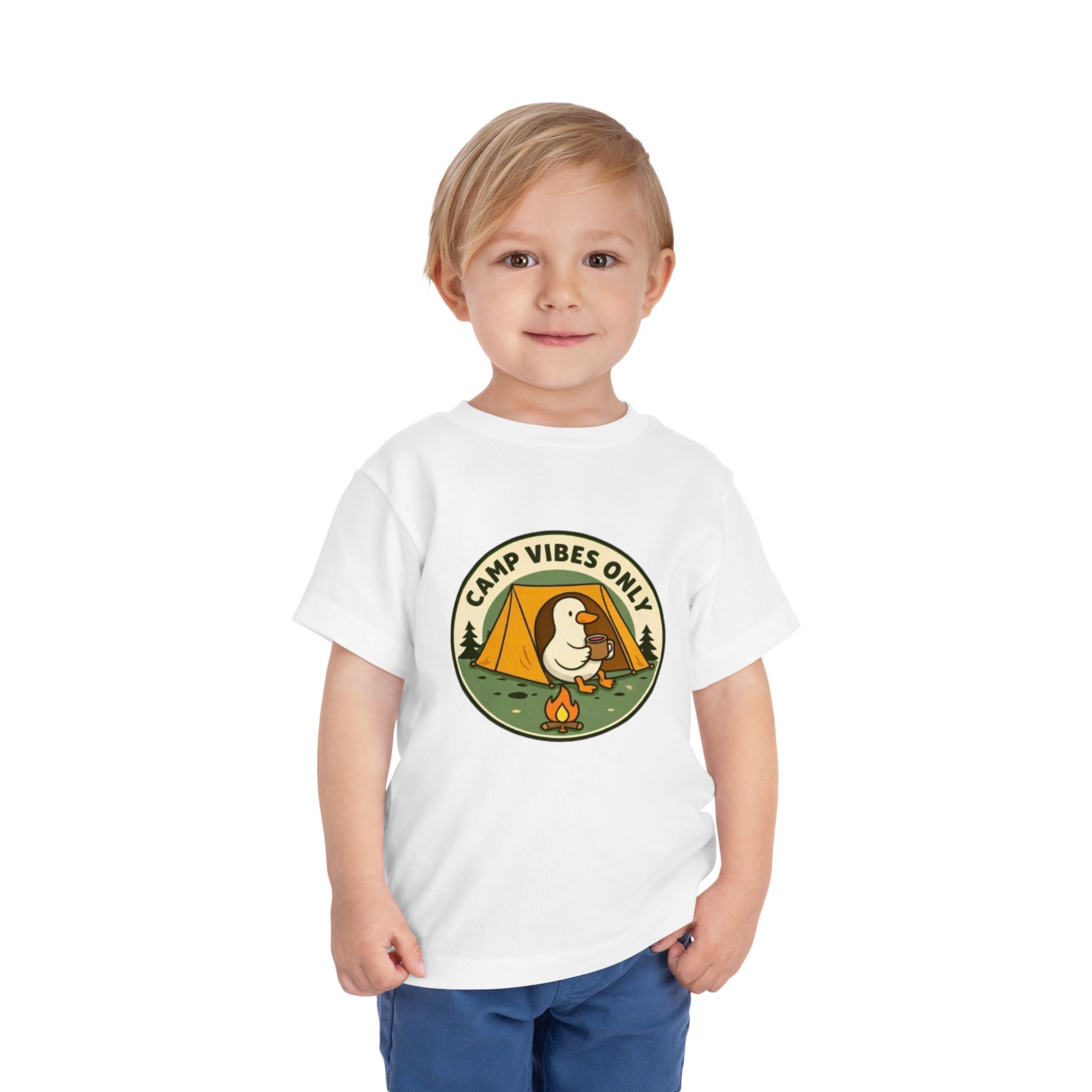 Camp Vibes Only Toddler Tee | Cute Camping Duck Graphic Shirt