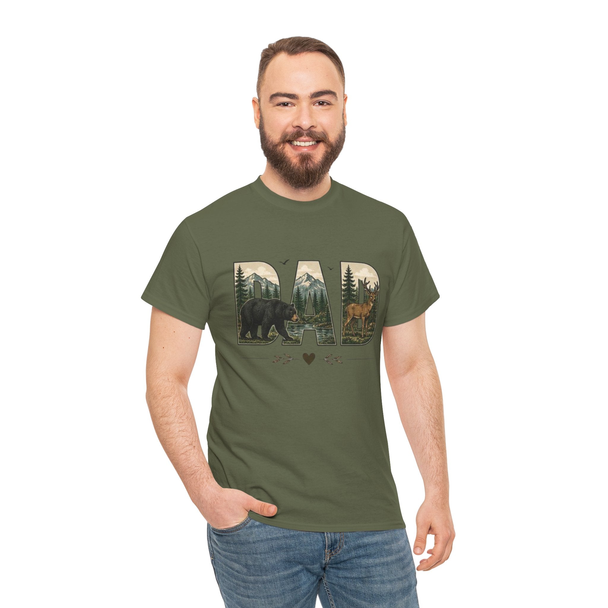 Dad Woodland Bear Graphic Tee | Fathers Day Outdoor Camping Shirt