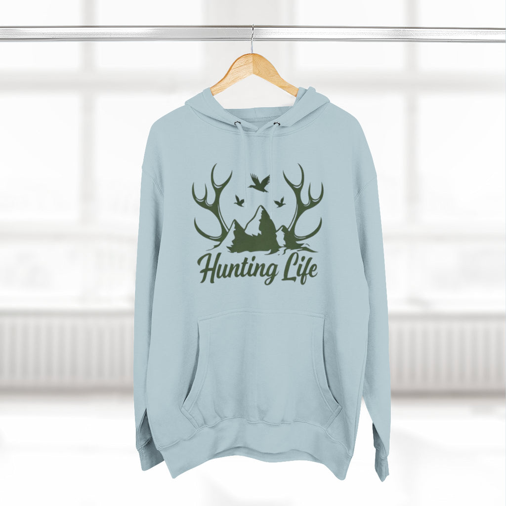 Hunting Life Hoodie | Antler Mountain & Birds Outdoor Hunting Hooded Sweatshirt