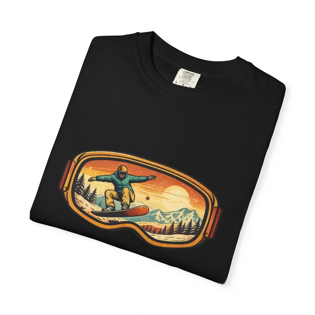 Snowboard Goggles Graphic T-Shirt | Retro Mountain Snowboarding Tee