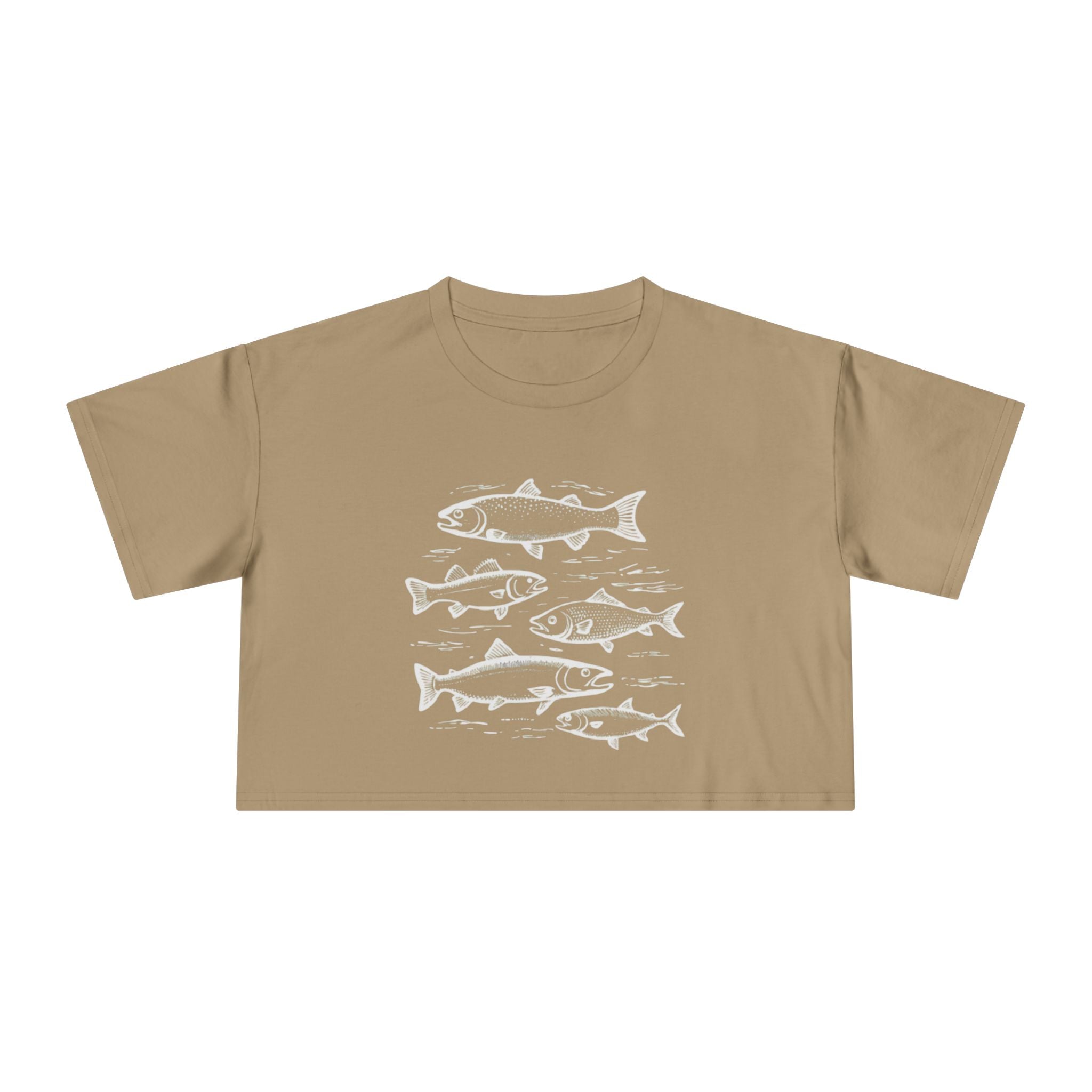 Crop Tee - Vintage Fish Illustration Womens Cropped Tee