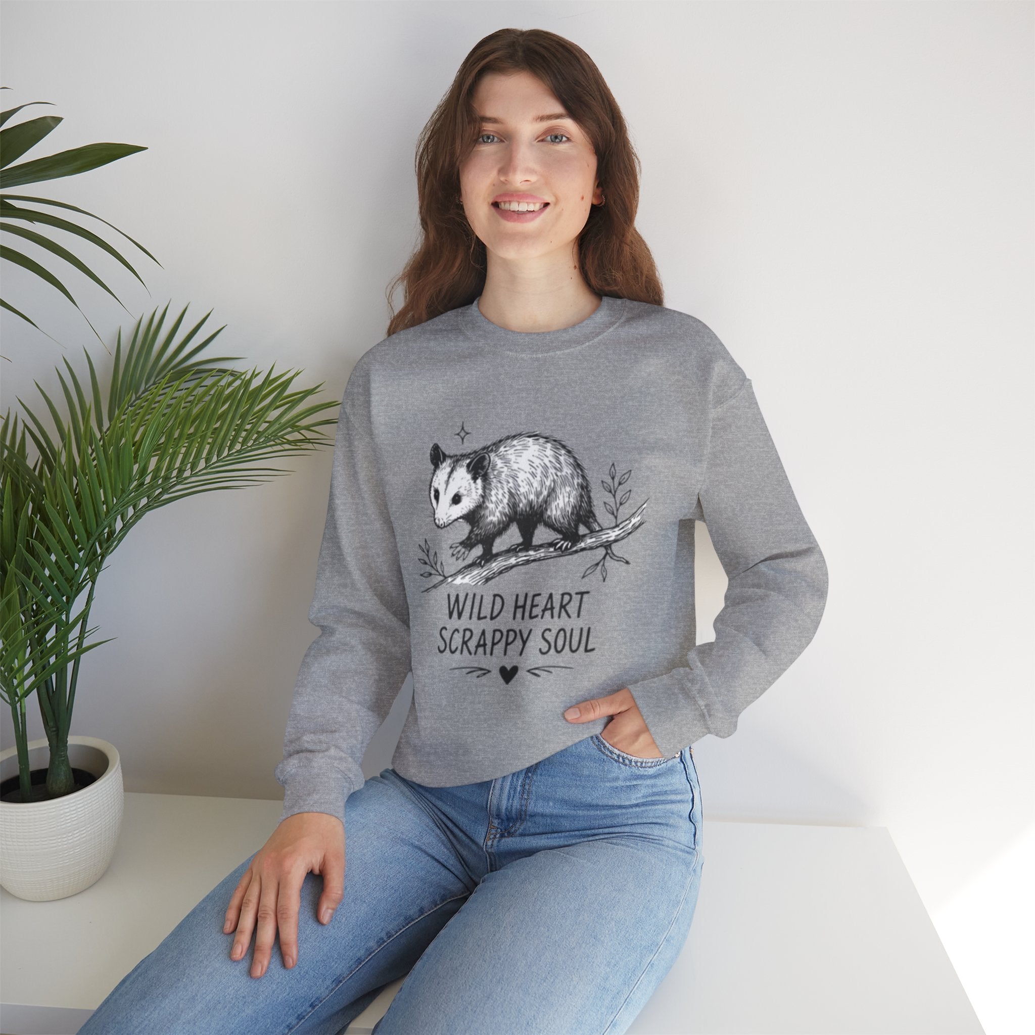 Opossum Wild Heart Scrappy Soul Crewneck Sweatshirt