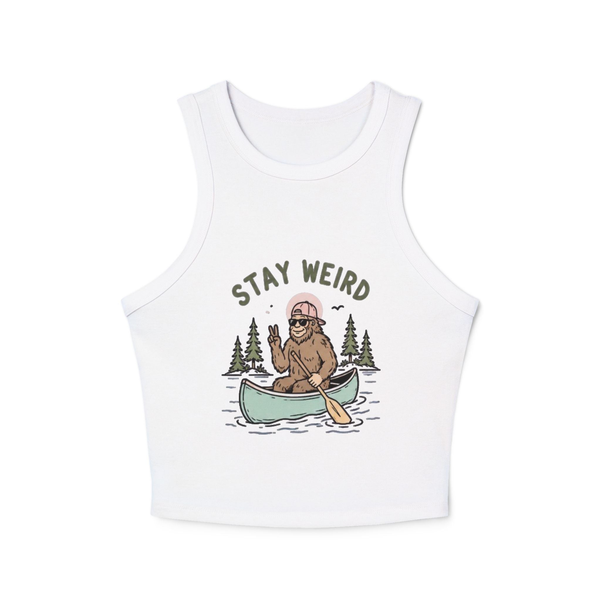 Stay Weird Canoe Crop Tank | Womens Adventure Graphic Tank Top