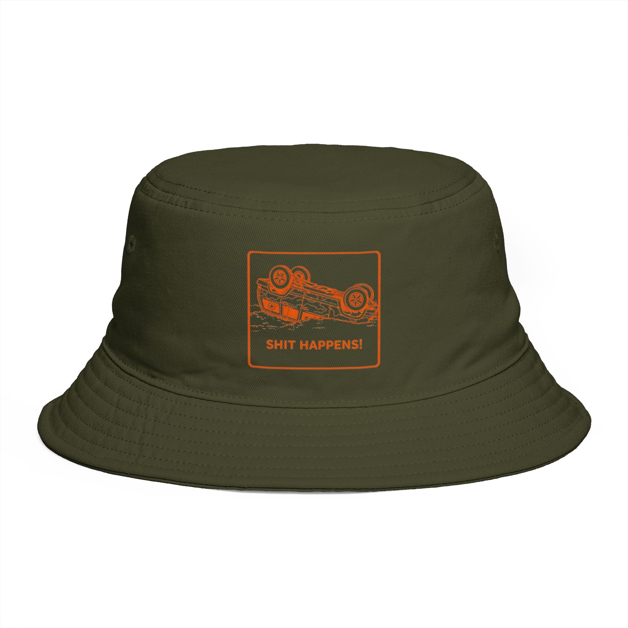 Bucket Hat | Shit Happens Wrecking Car Graphic Rust Bucket Hat