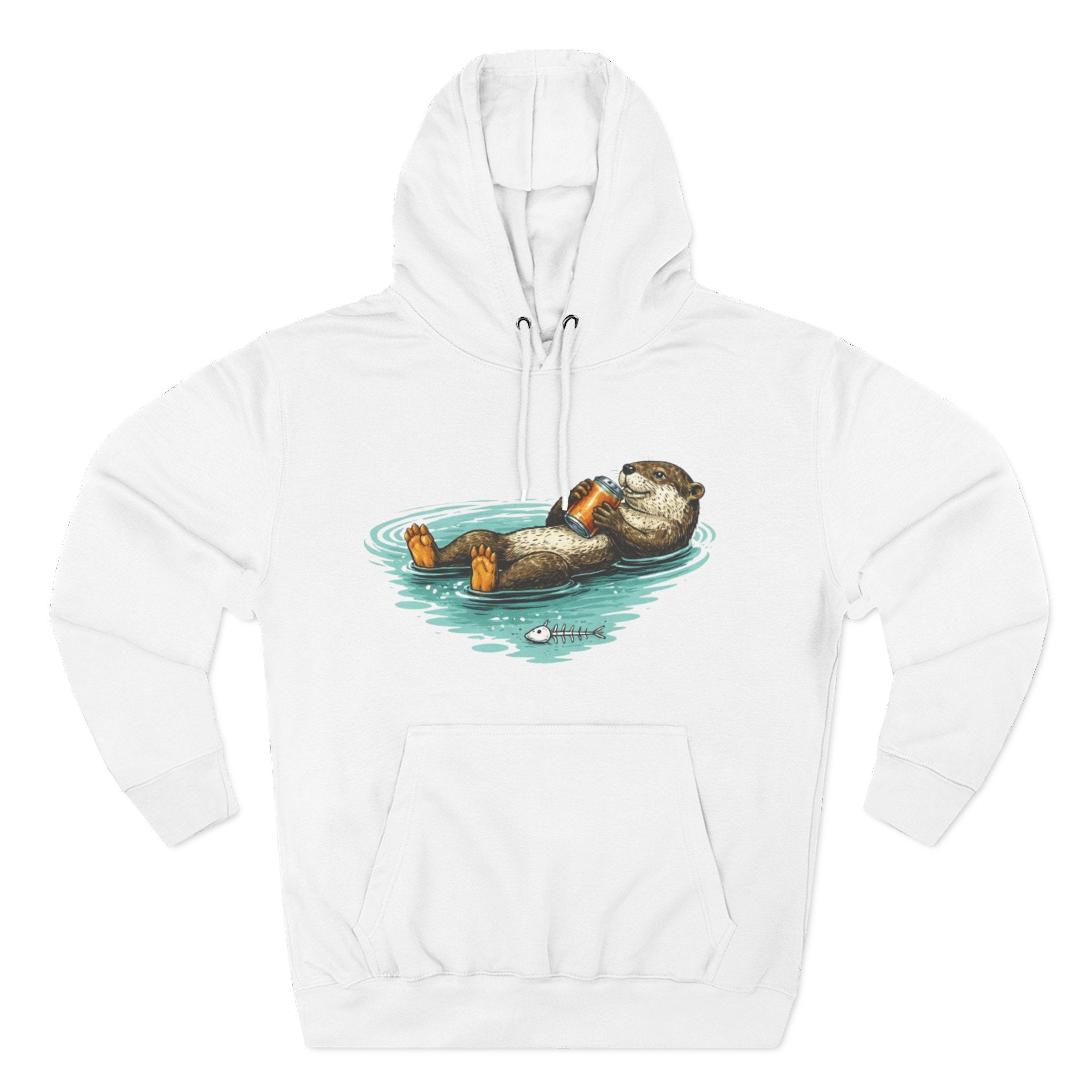 Otter Floating Graphic Hoodie | Relaxing Sea Otter with Beer Pullover