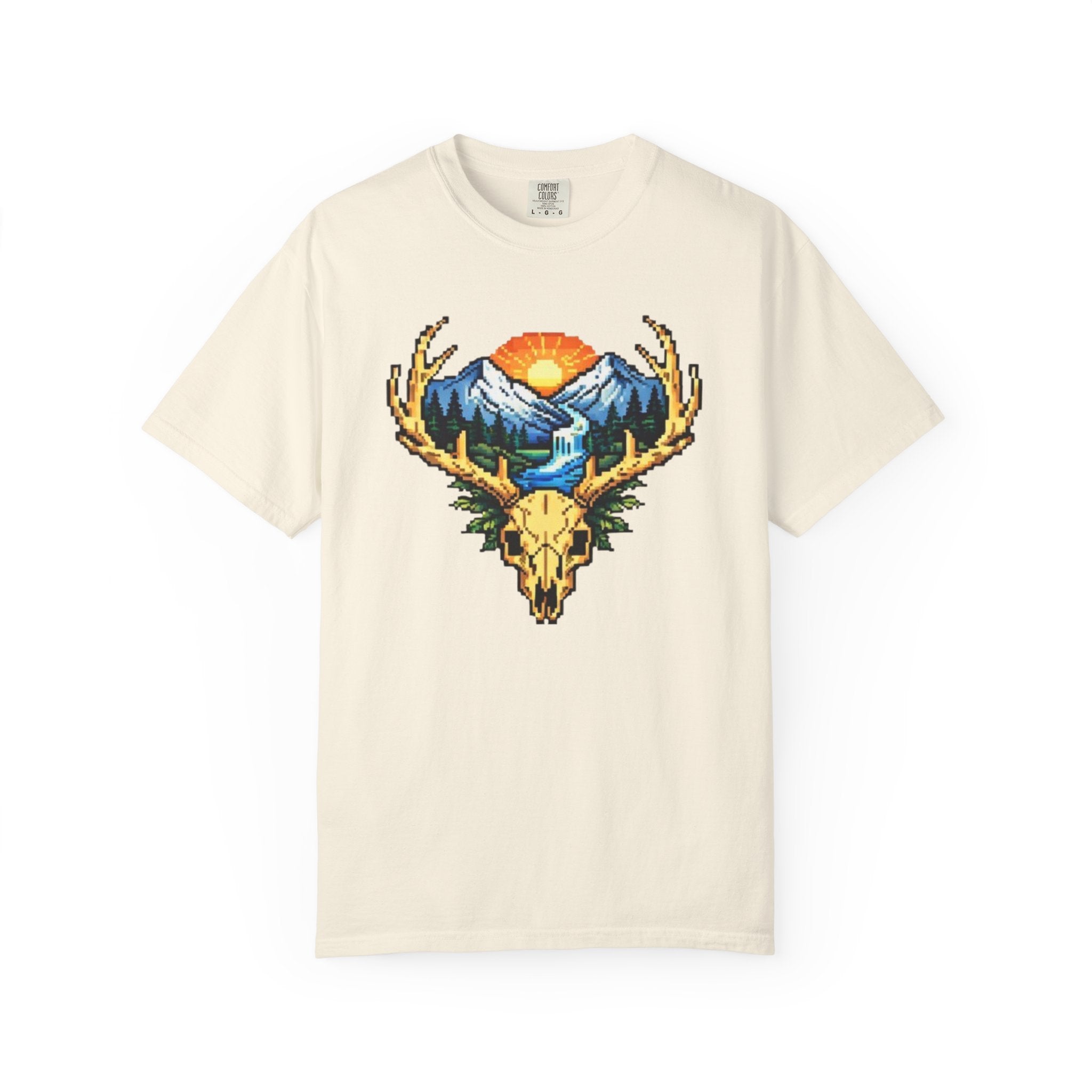 Pixel Art Deer Skull Mountain T-Shirt