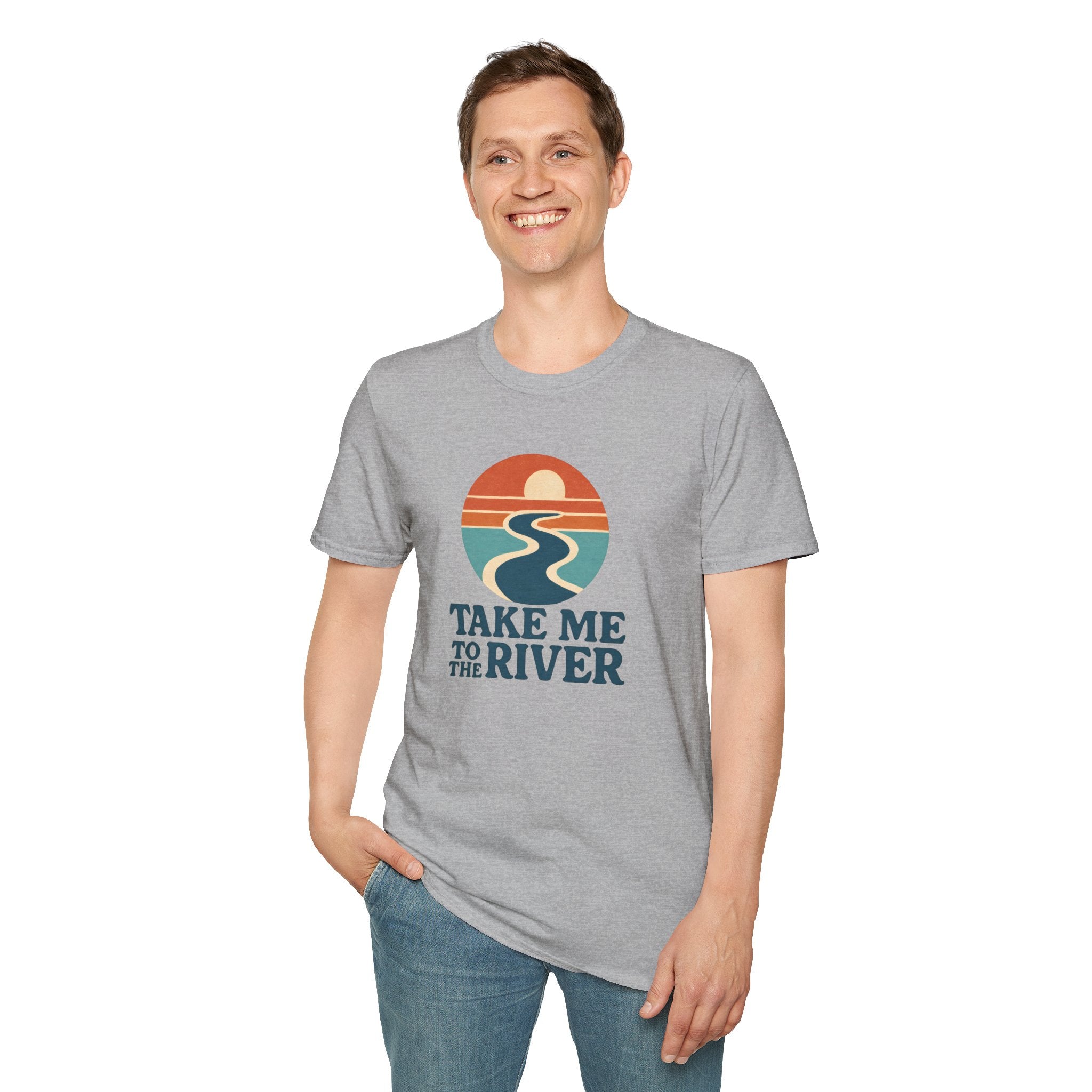 Sunset River Graphic T-Shirt | Scenic Nature Tee for Outdoor Lovers