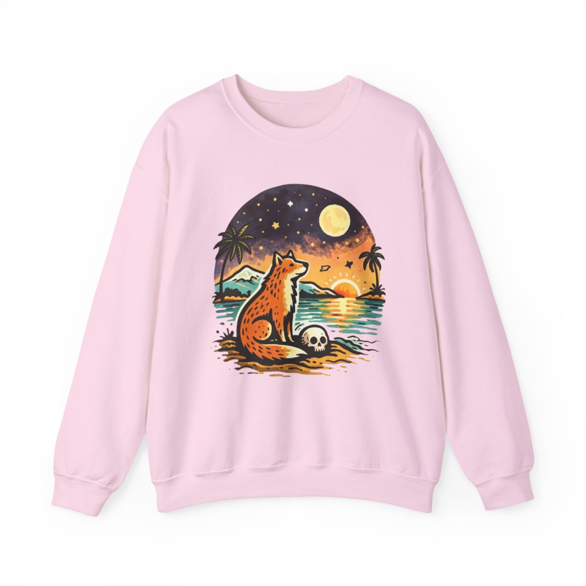 Crewneck Sweatshirt | Sunset Fox Beach Scene Graphic
