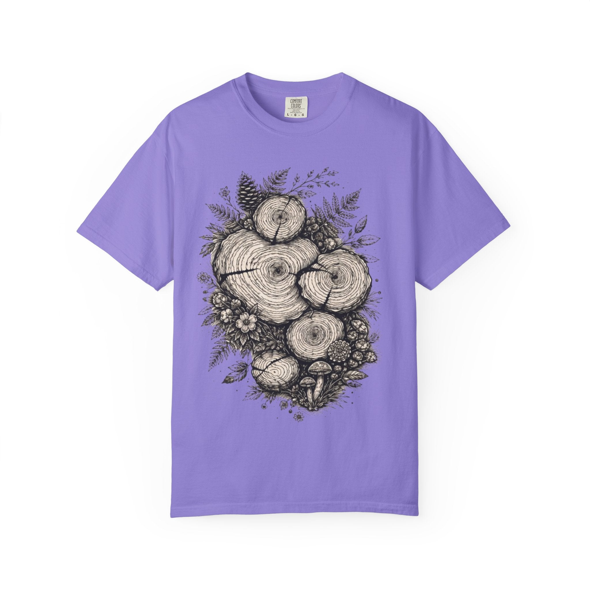 Woodland Tree Rings T-Shirt | Botanical Log Cross-Section Art Tee