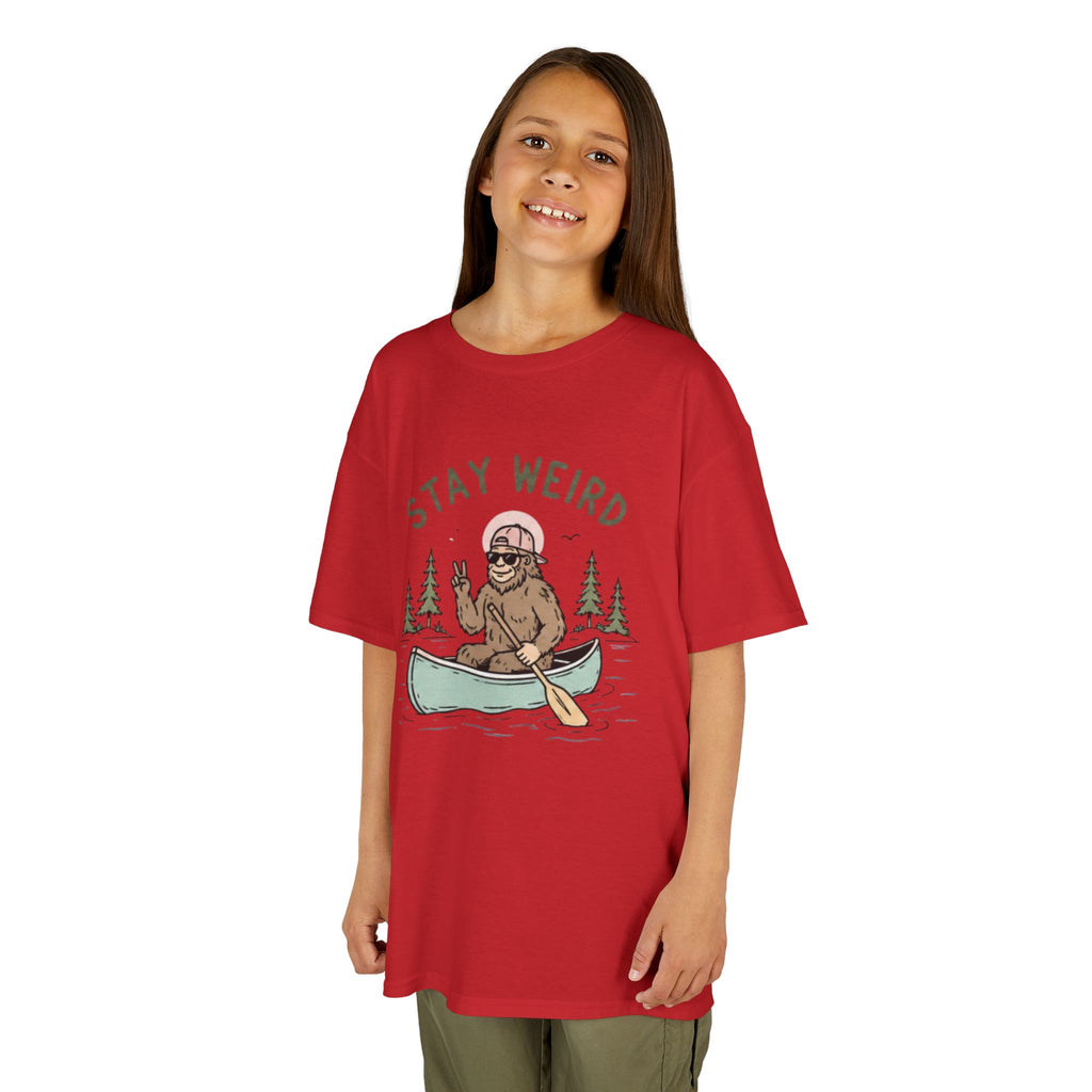 Kids Tee | "Stay Weird" Canoe Sasquatch Graphic