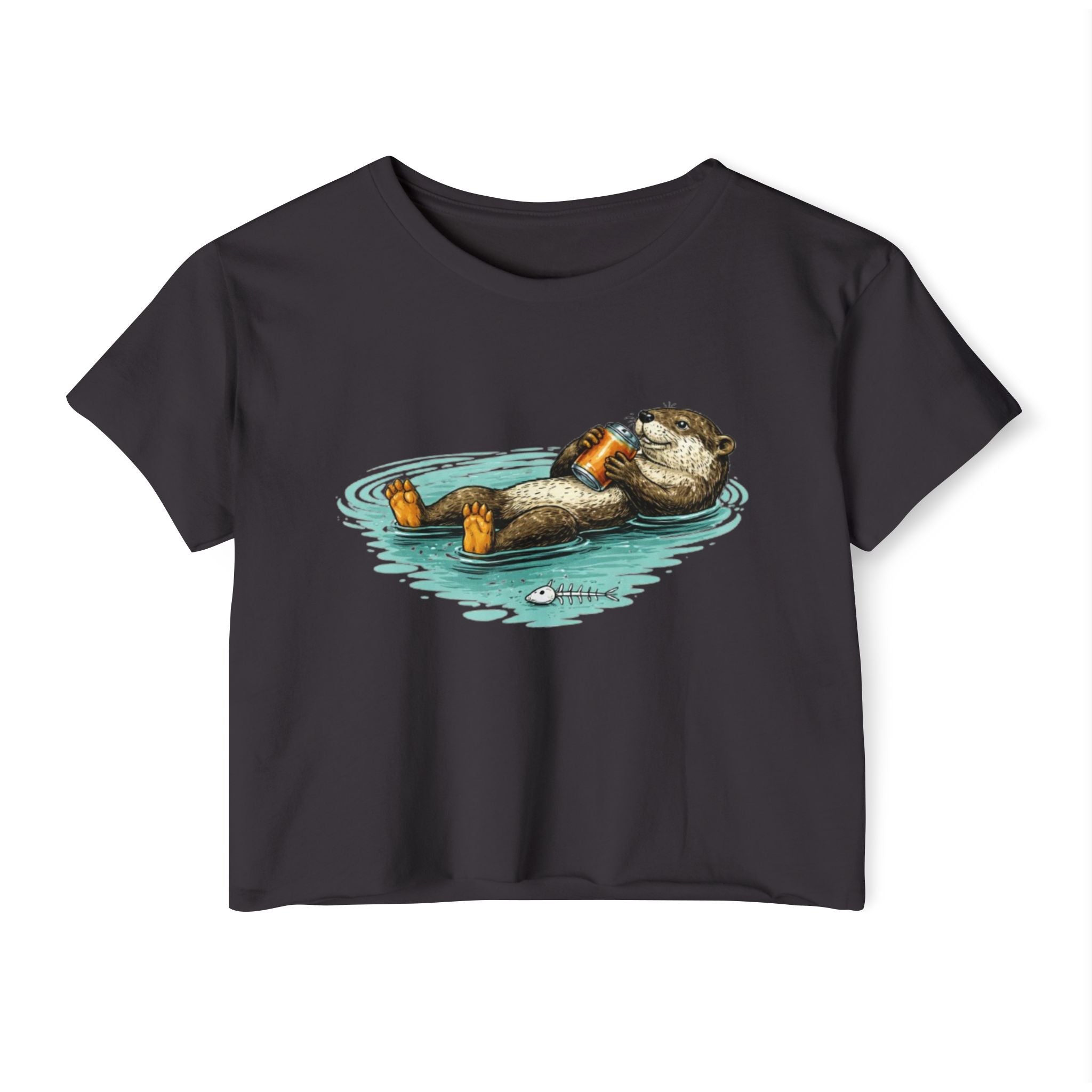 Otter with Beer Cute Festival Crop Top | Floating Otter Design