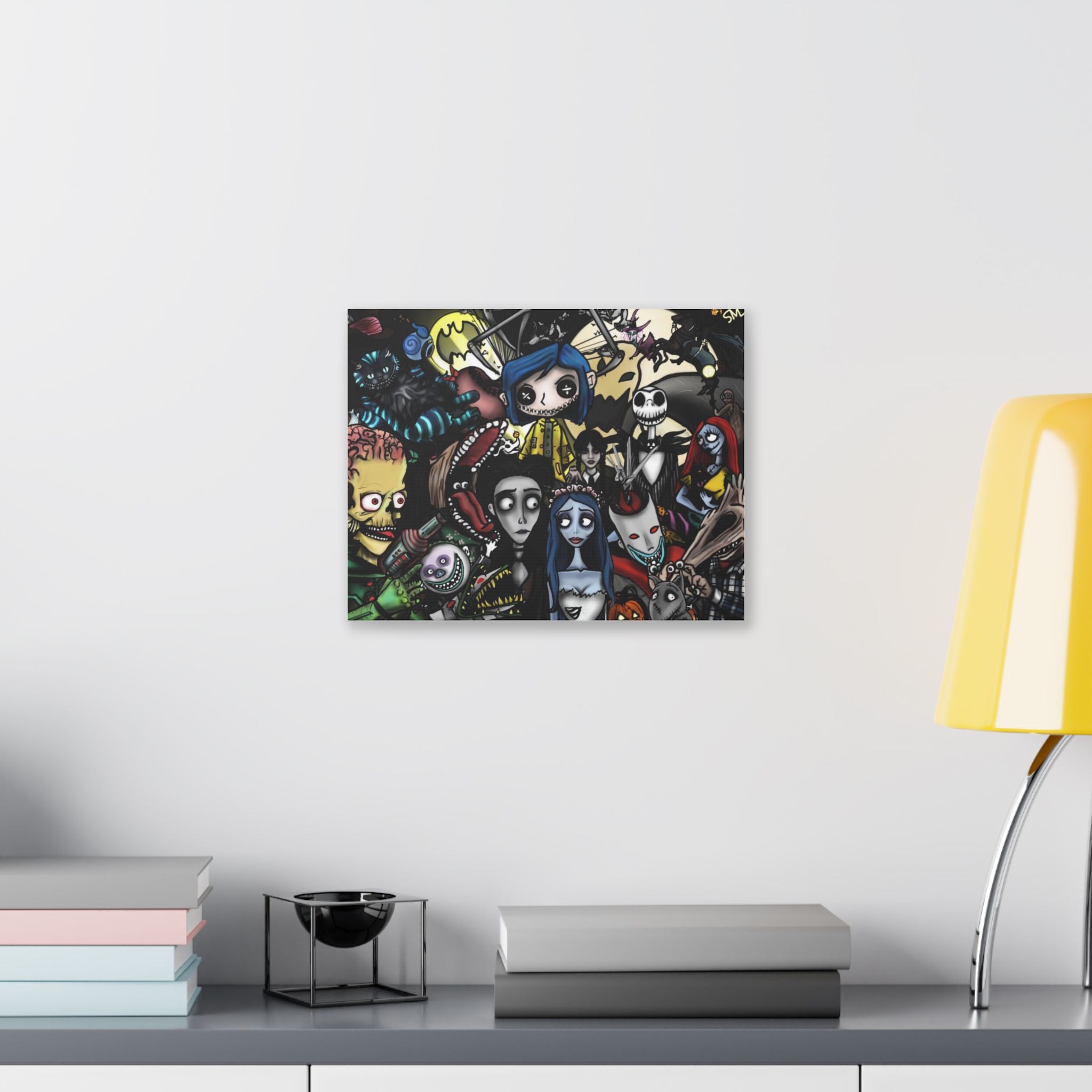 Tim Burton Character Collage Stretched Canvas | Nightmare Before Christmas, Corpse Bride & More