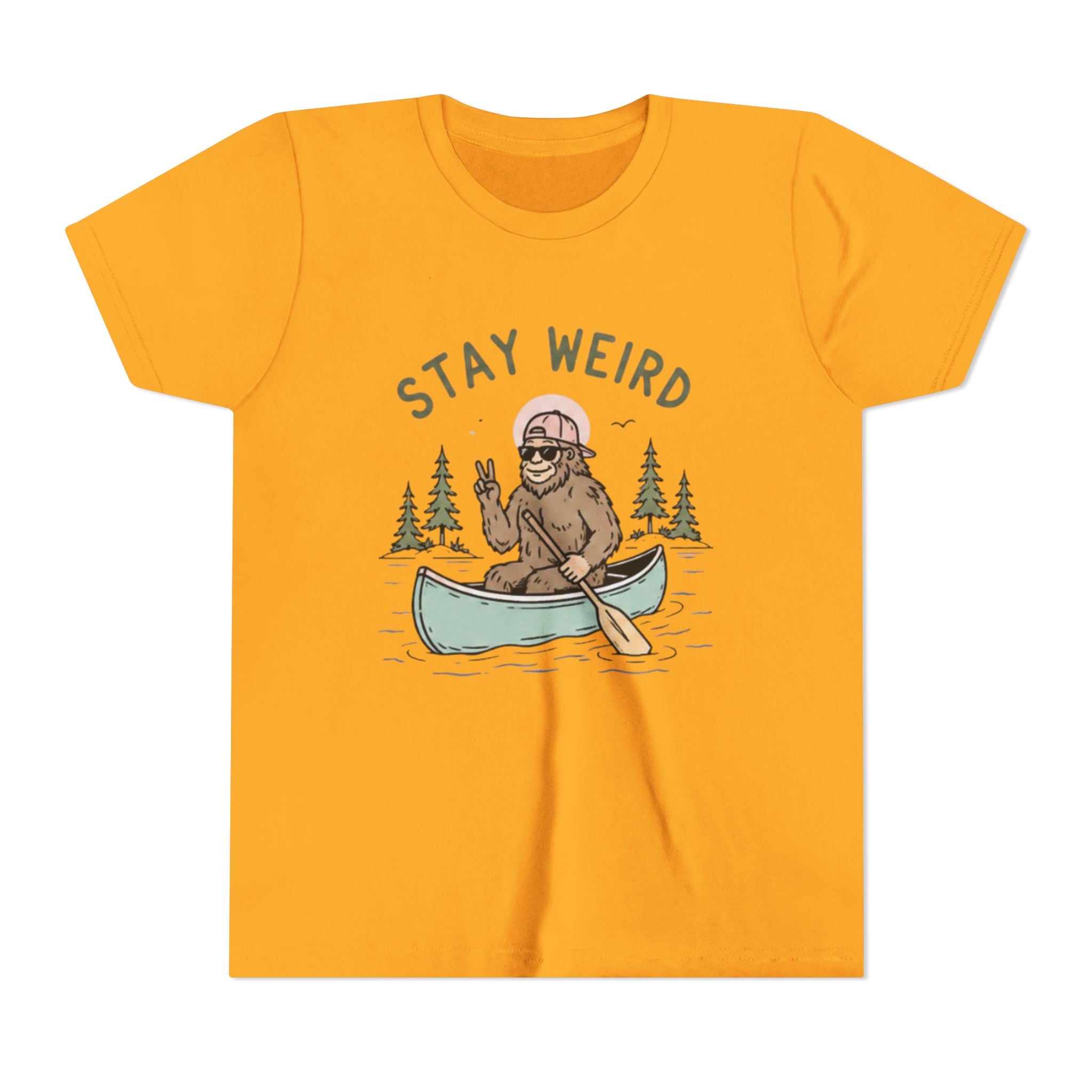 Youth T-Shirt | "Stay Weird" Canoe Bigfoot Graphic Tee