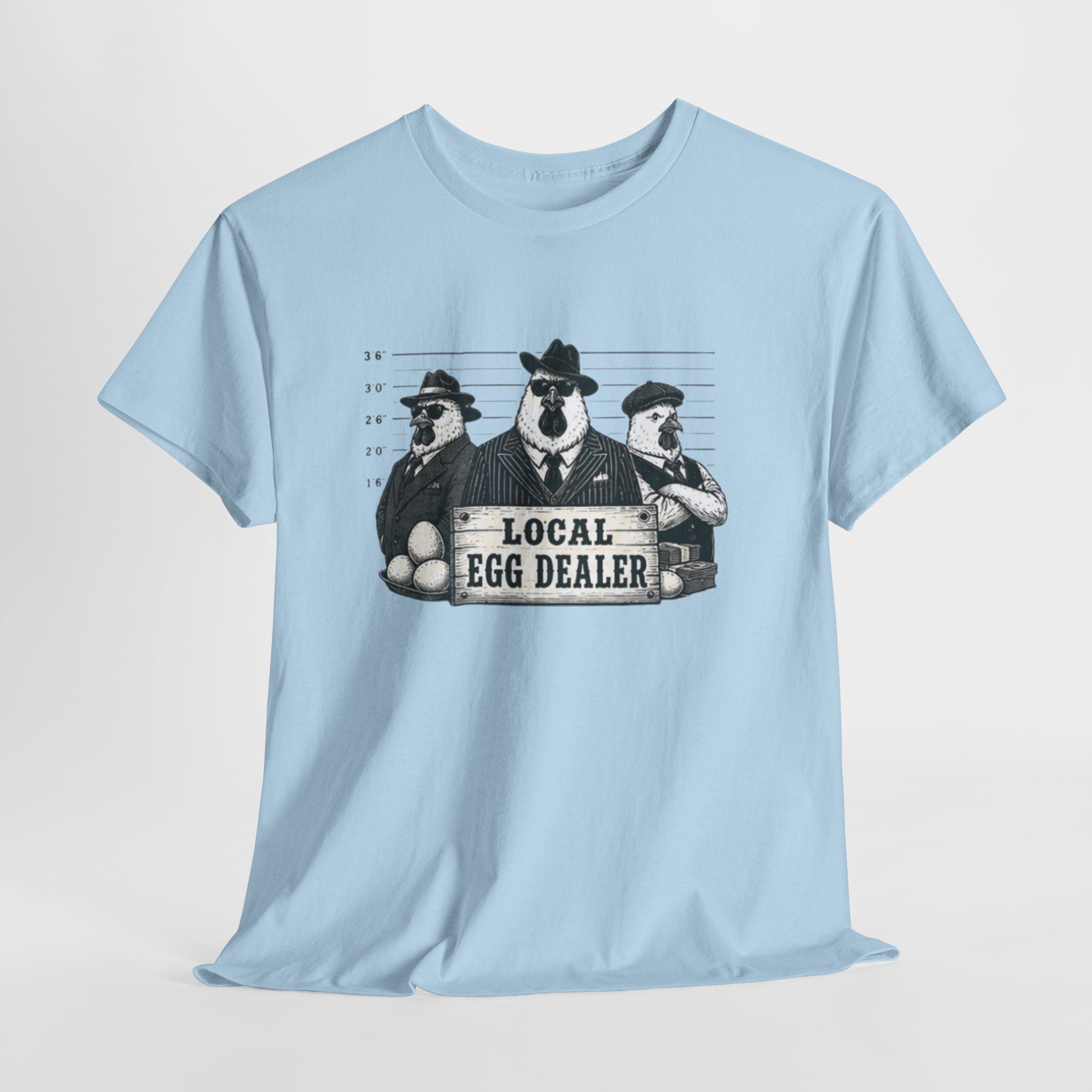 Local Egg Dealer T-Shirt | Funny Farm Mugshot Chicken & Egg Farmer Tee