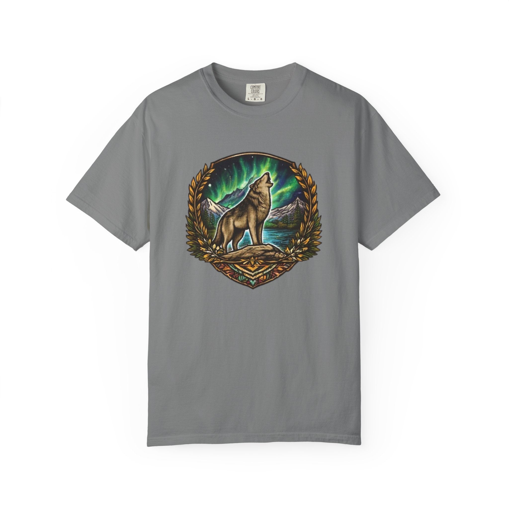 Wolf & Northern Lights T-Shirt | Howling Wolf Graphic Tee