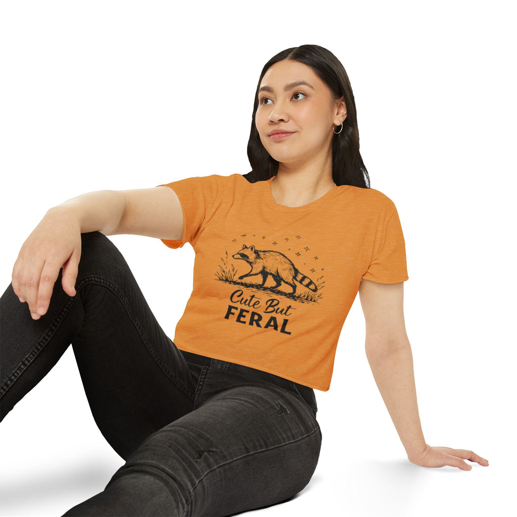 Cute But Feral Raccoon Crop Top | Womens Festival Graphic Tee