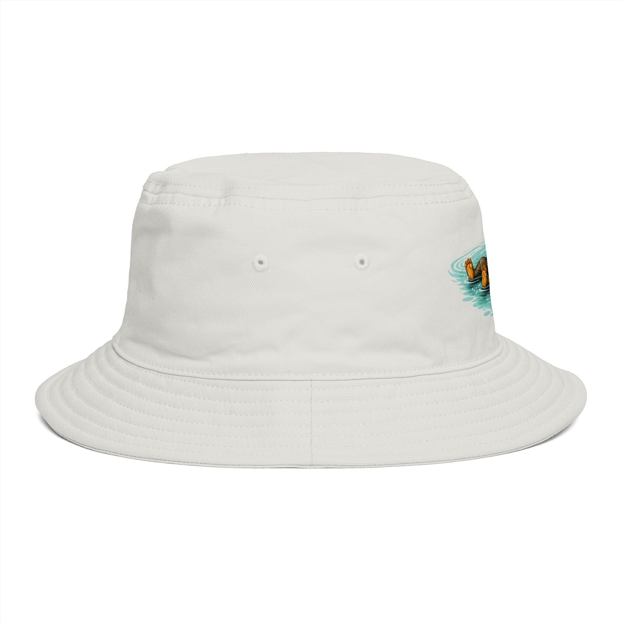 Otter Float Bucket Hat | Cute River Otter Relaxing on Water, Casual Outdoor Sun Hat