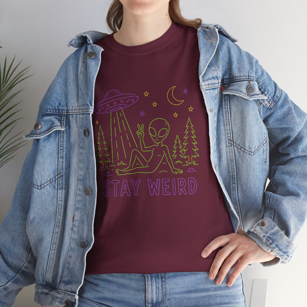 T-Shirt | Pastel UFO "Stay Weird" Graphic Tee