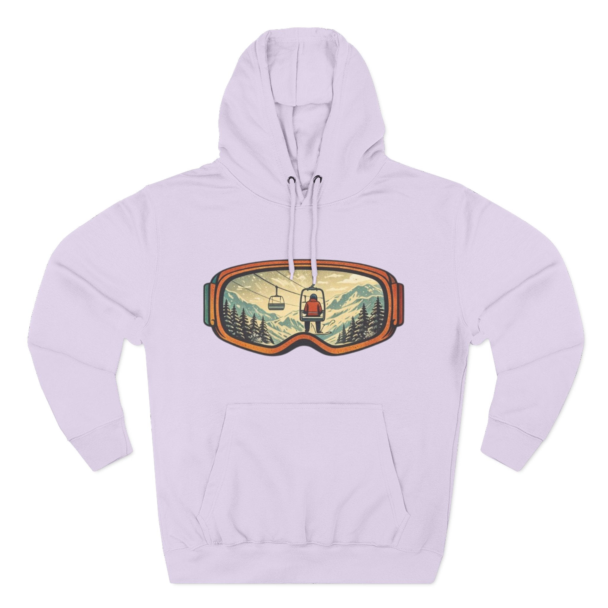 Ski Goggles Graphic Hoodie | Mountain Lift Scene Pullover