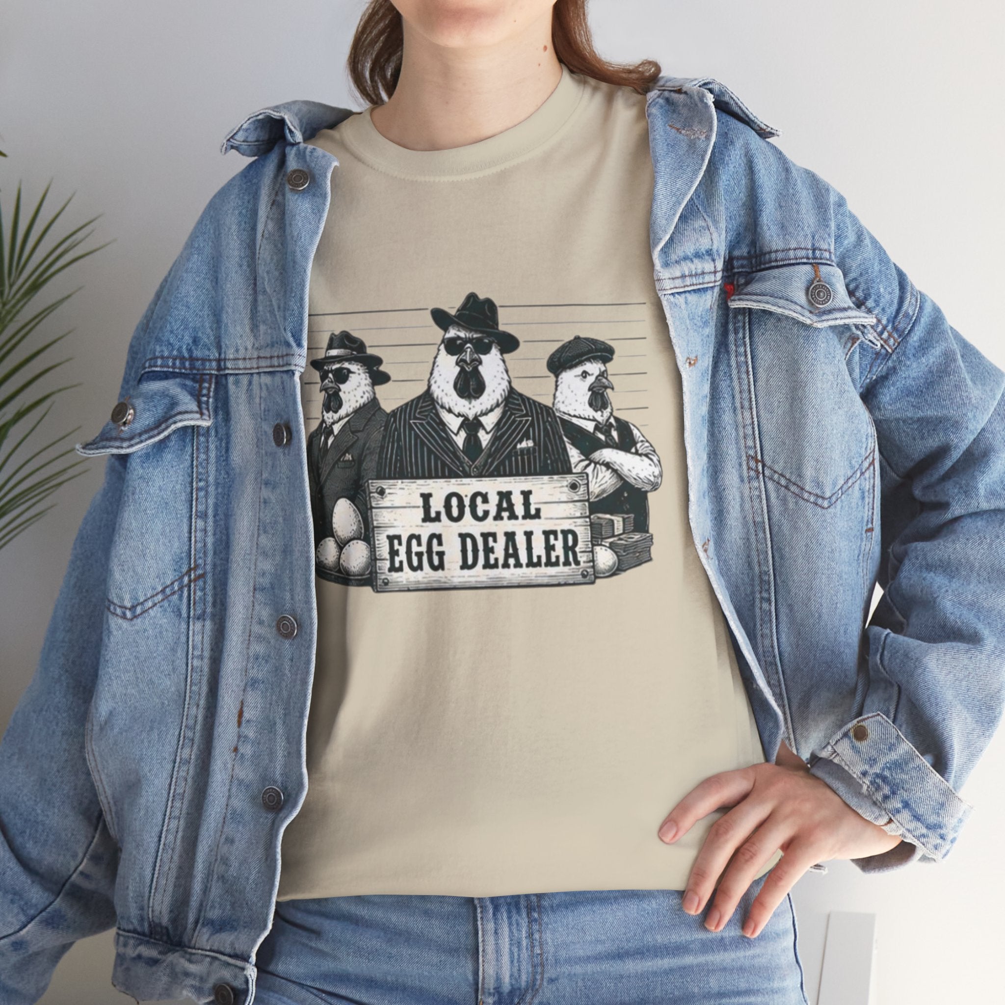 Local Egg Dealer T-Shirt | Funny Farm Mugshot Chicken & Egg Farmer Tee
