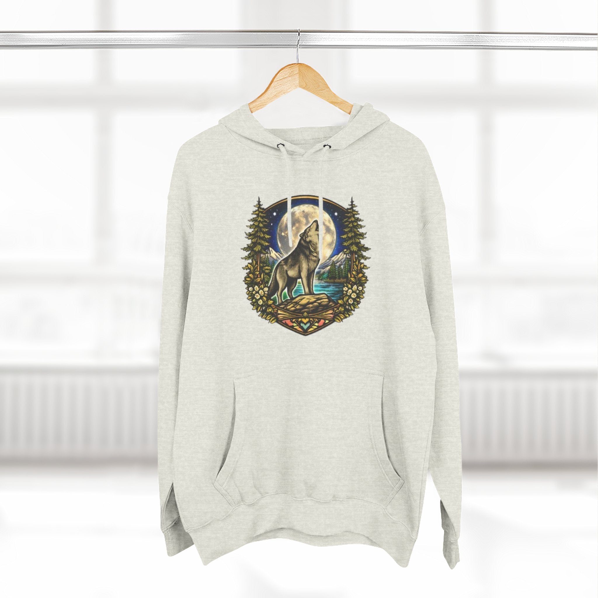 Wolf Moon Hoodie | Woodland Night Howl Graphic Fleece Hoodie