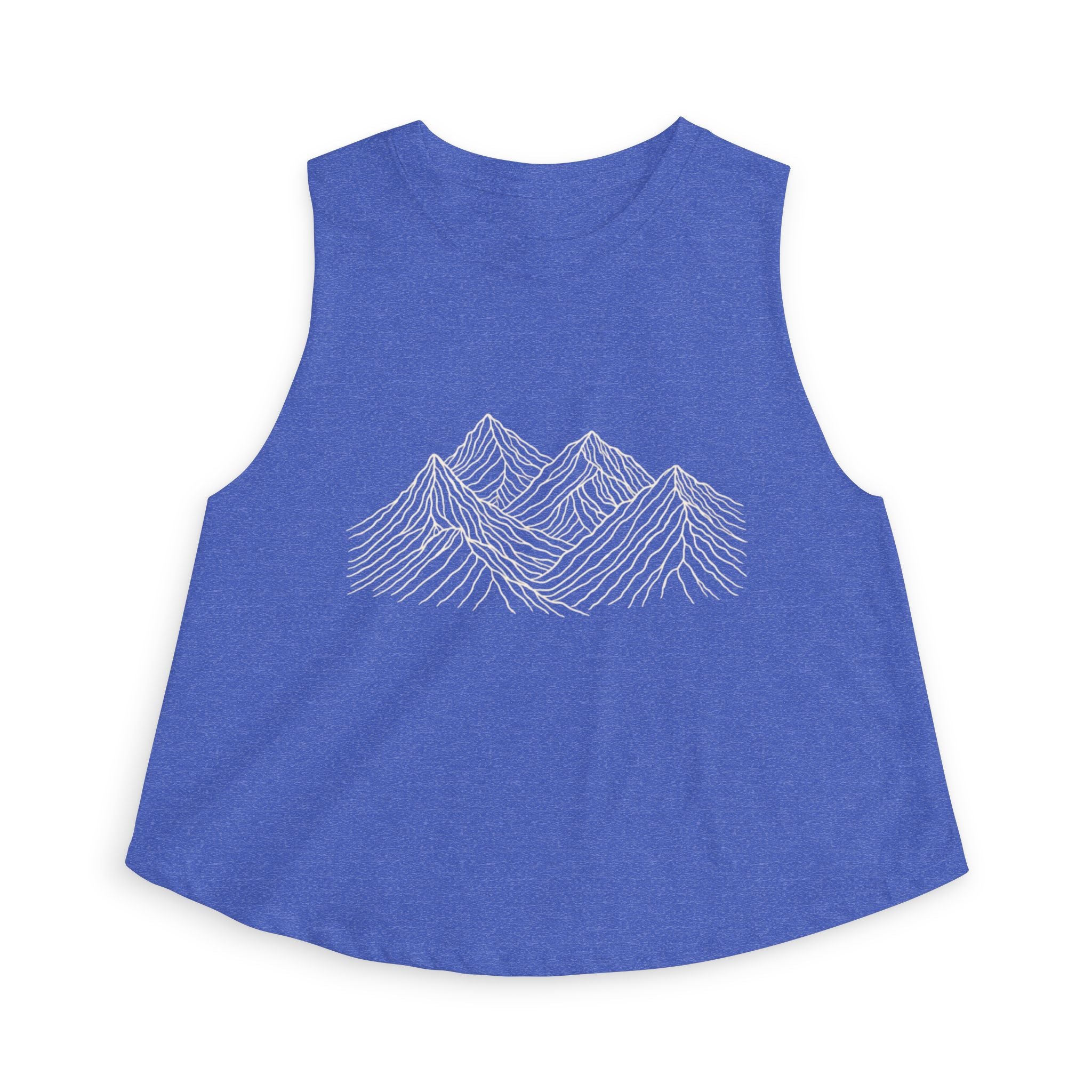 Mountain Line Art Crop Top | Women's Scenic Graphic Tank for Outdoor Lovers