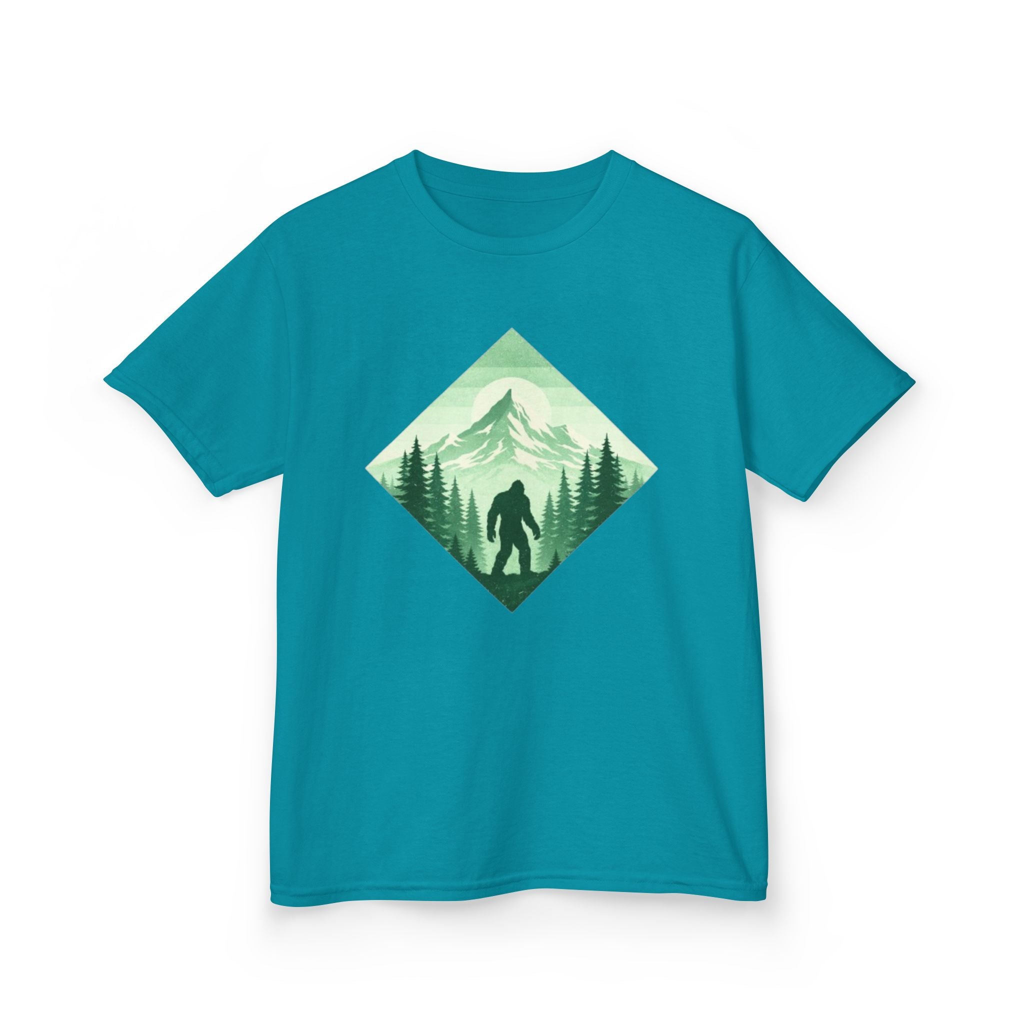 Kids Tee | Green Mountain Bigfoot Silhouette Nature Graphic