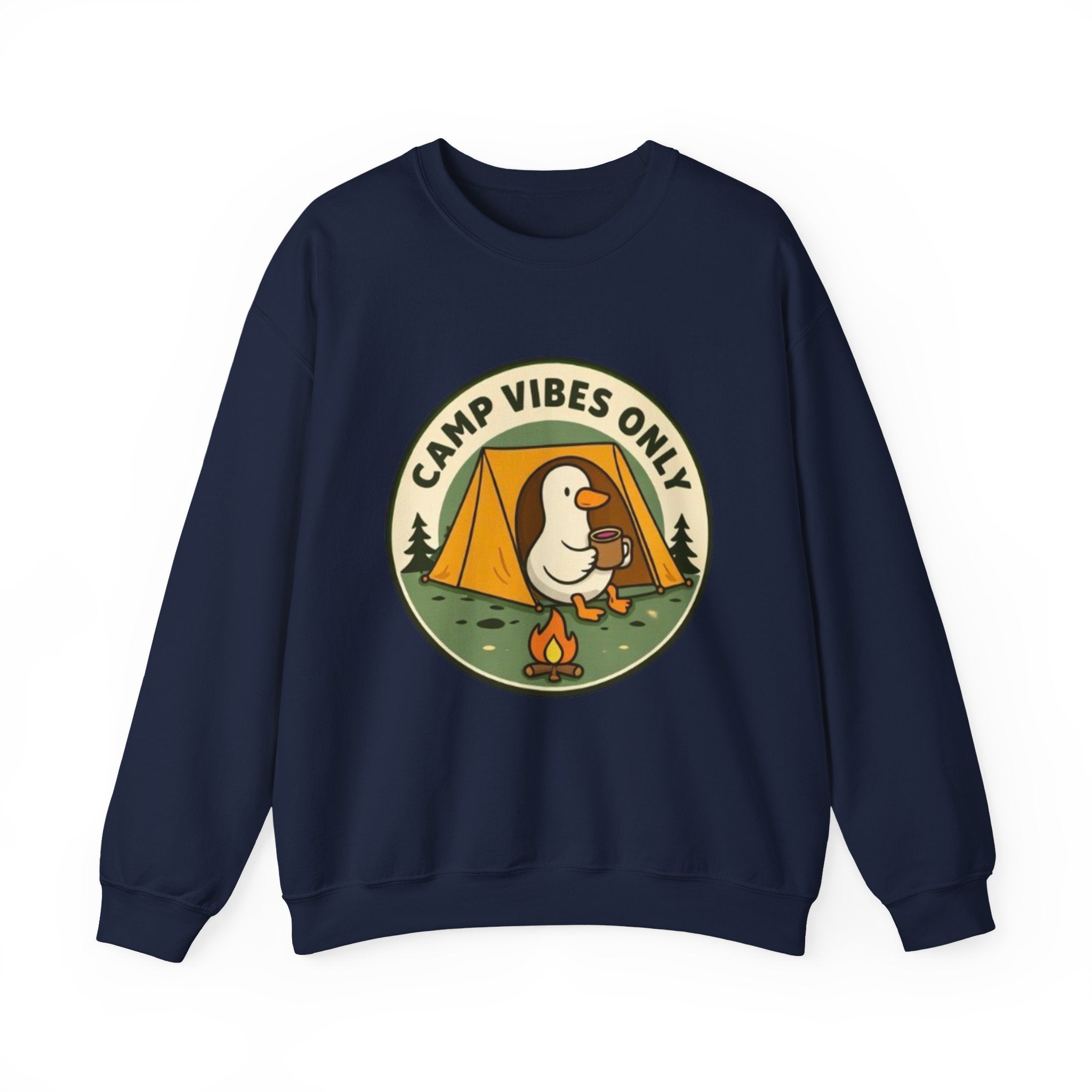 Camp Vibes Crewneck Sweatshirt | Cozy Camping Duck Graphic