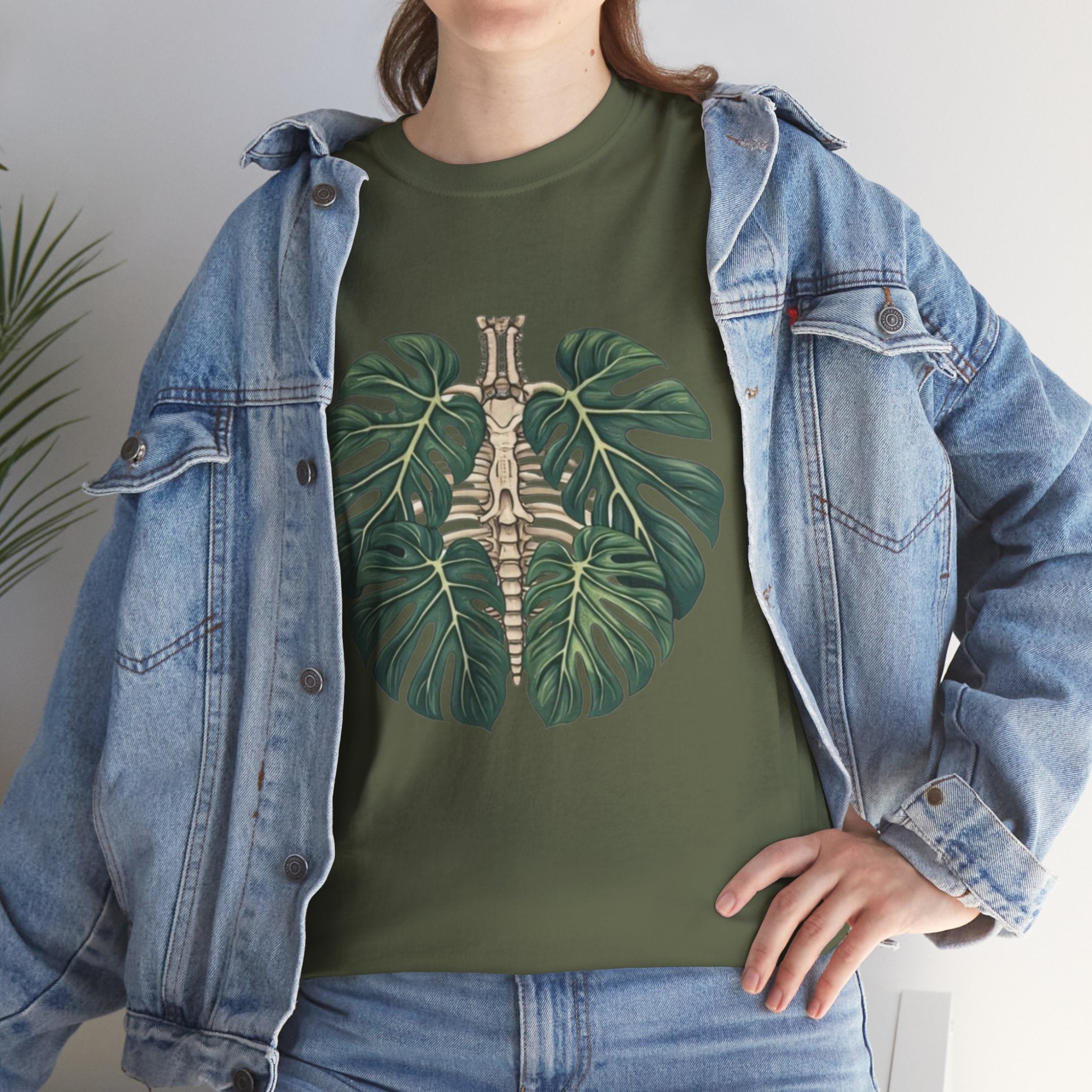 T-Shirt | Tropical Monstera with Brass Skull Botanical Graphic