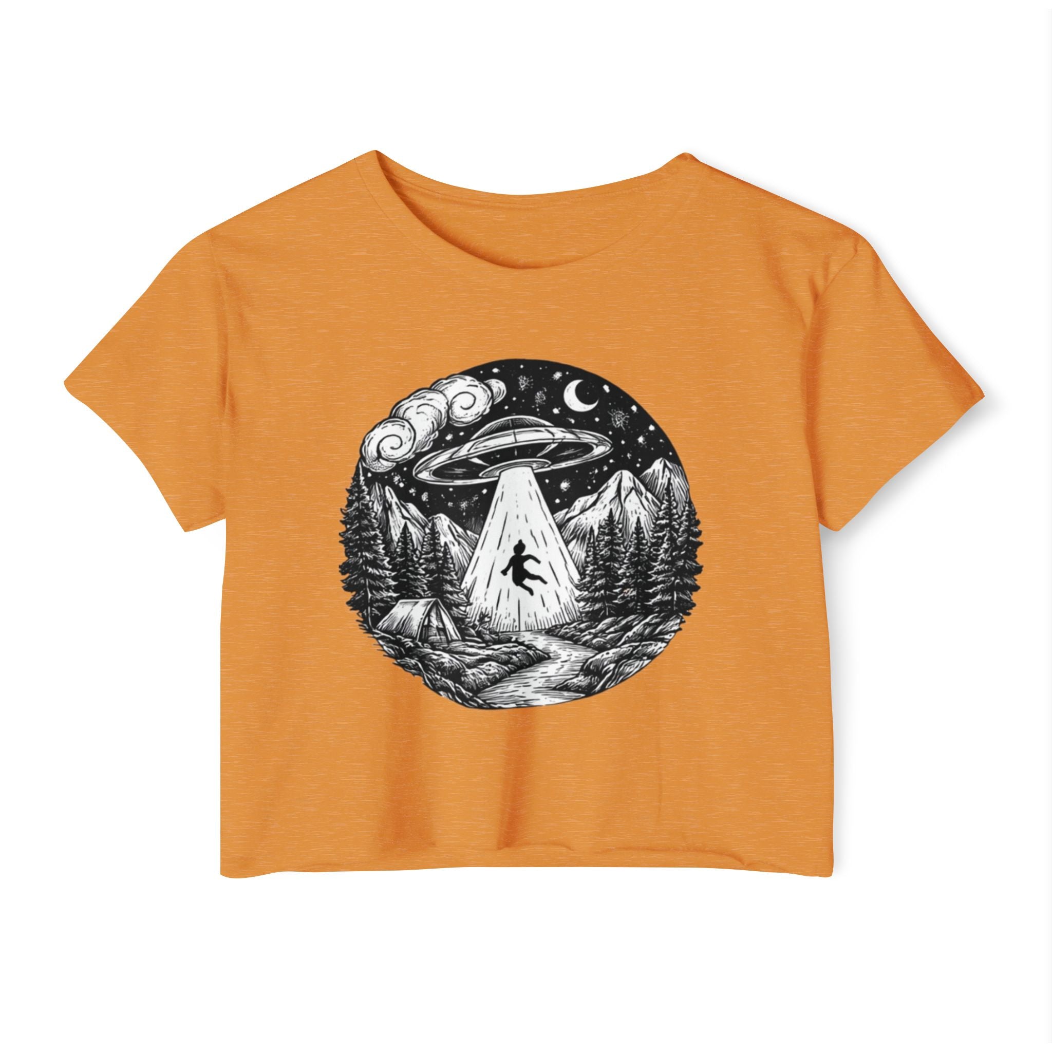 Crop Top | UFO Abduction Night Sky Graphic Women's Festival Crop
