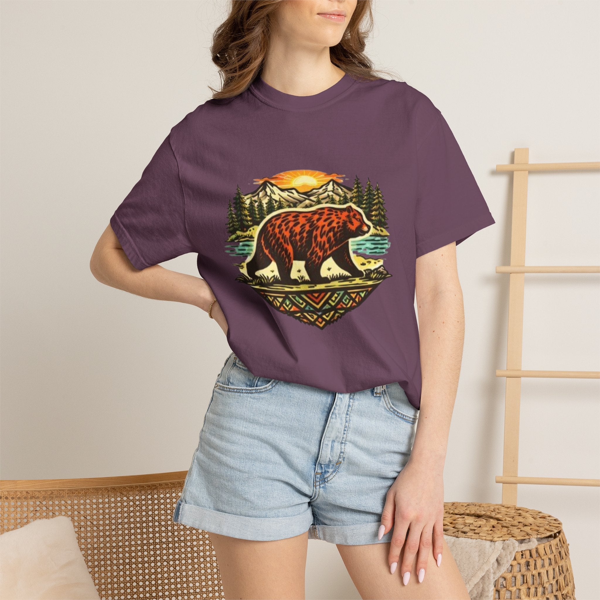 Bear Sunset T-Shirt | Vintage Forest Adventure Graphic Tee