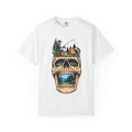 Skull Camping Scene T-shirt | Fishing, Tent, Forest Outdoor Graphic
