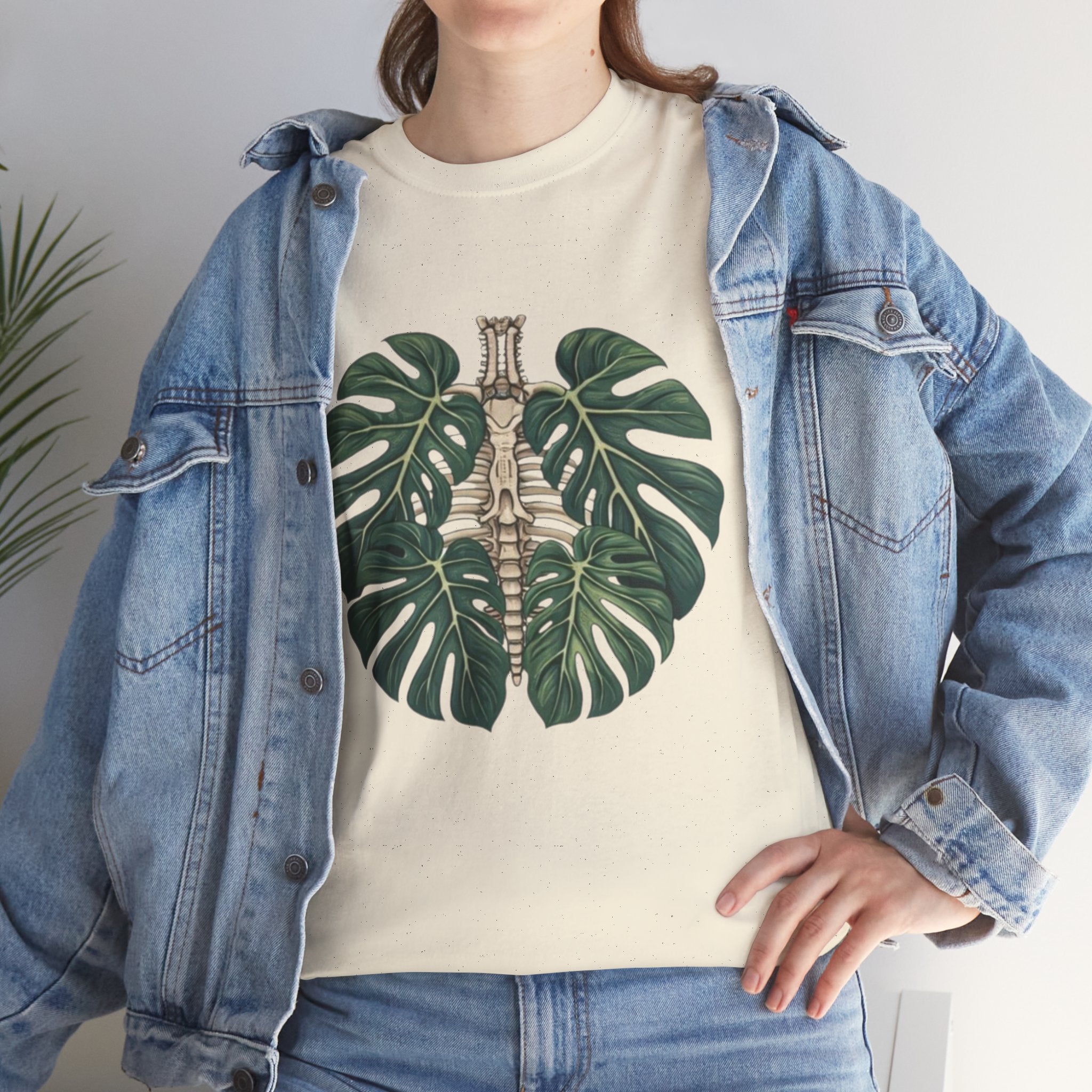T-Shirt | Tropical Monstera with Brass Skull Botanical Graphic