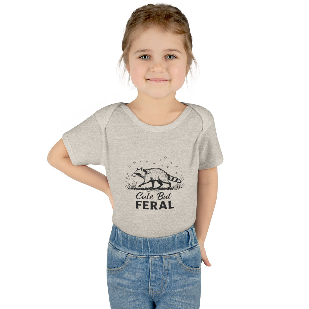 Infant Bodysuit  "Cute But Feral" Raccoon Baby Onesie | Funny Newborn Shower Gift