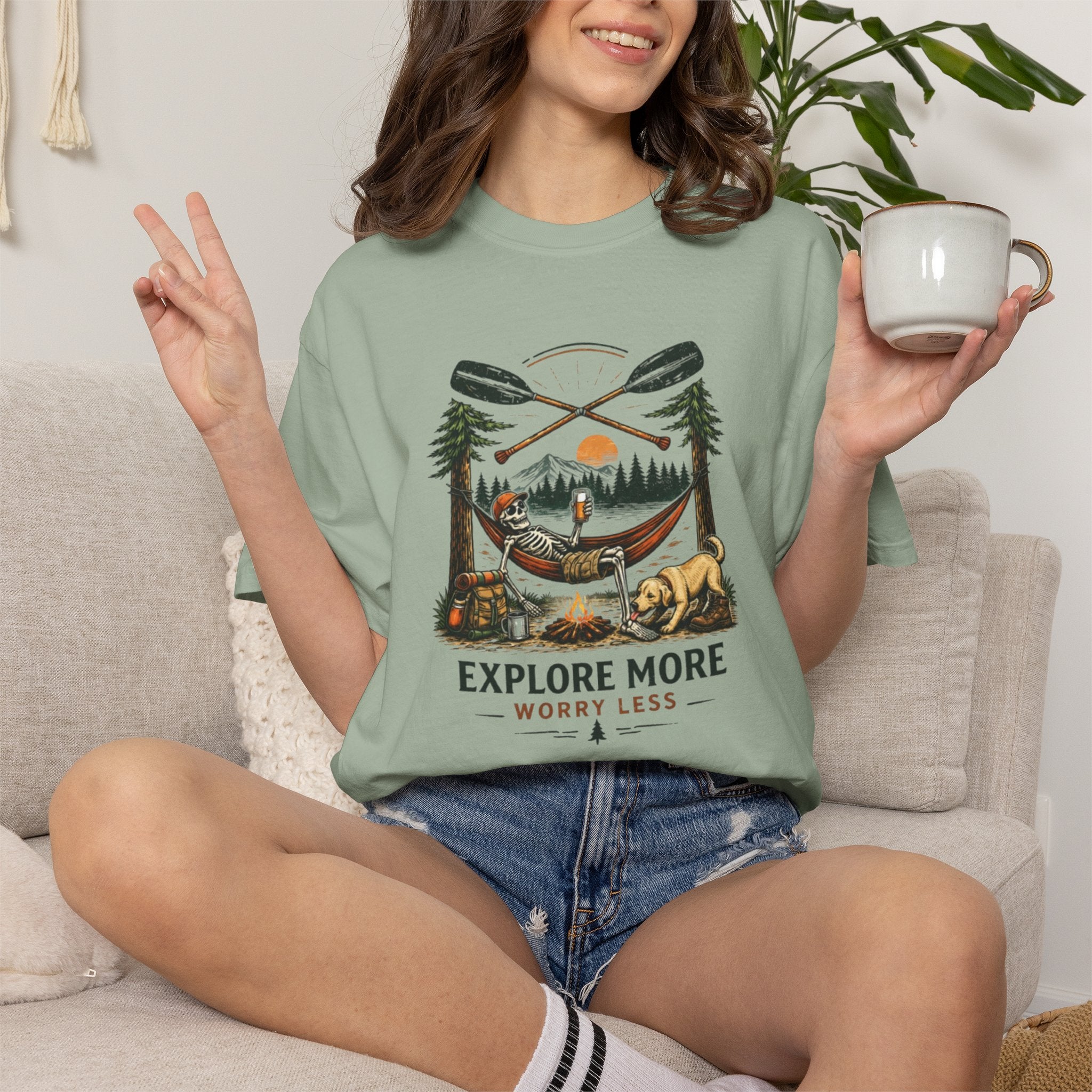 Explore More Worry Less T-Shirt | Outdoor Camping Adventure Graphic Tee
