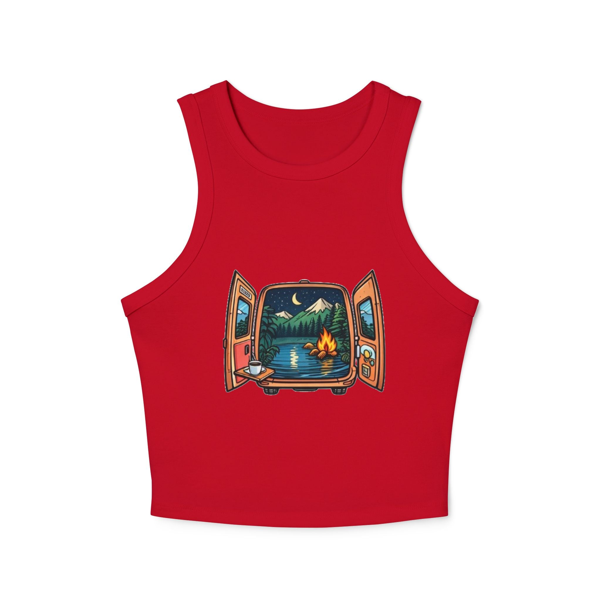 Camping Van Nature Landscape Racer Tank | Womens Micro Rib Tank