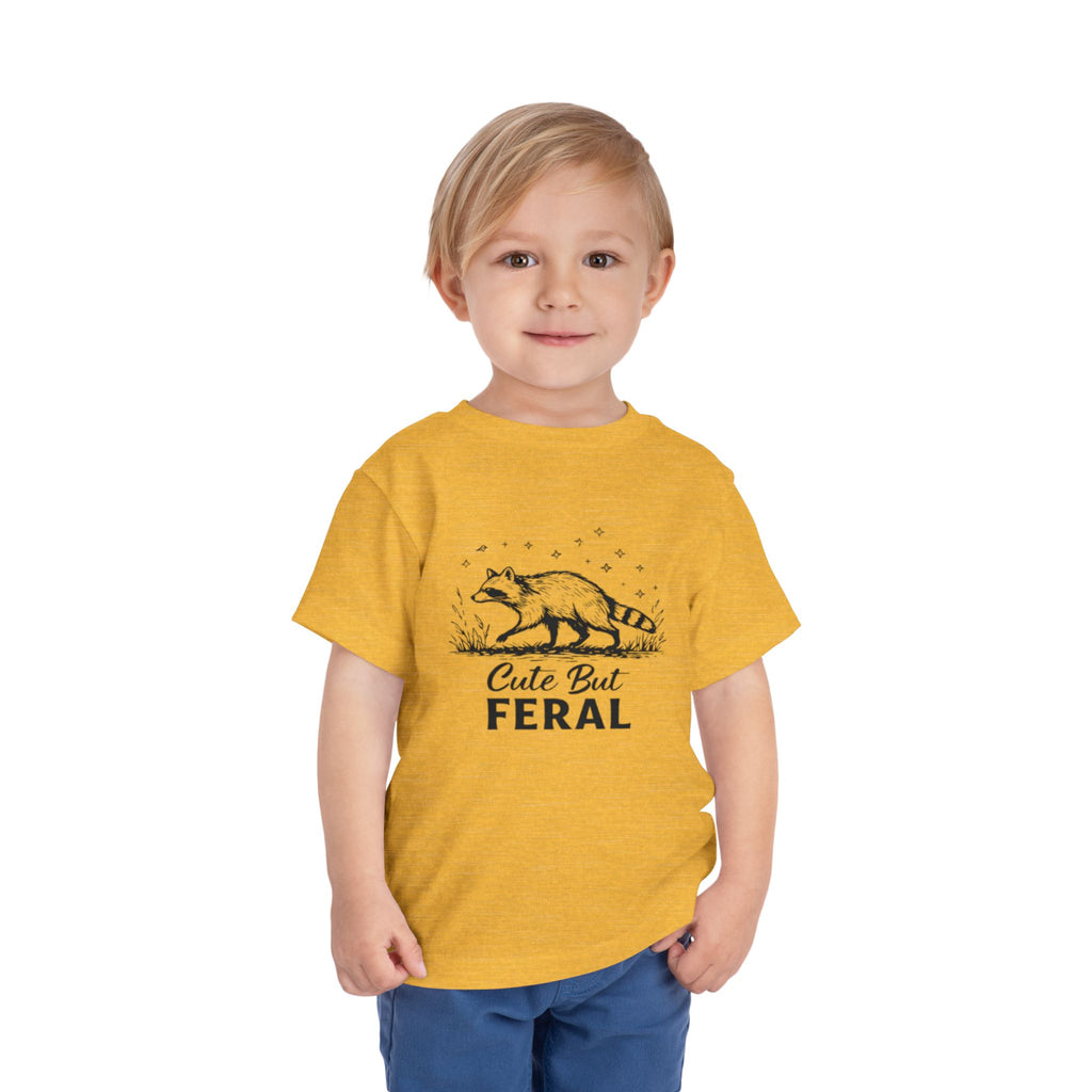 Toddler Tee | "Cute But Feral" Raccoon Graphic