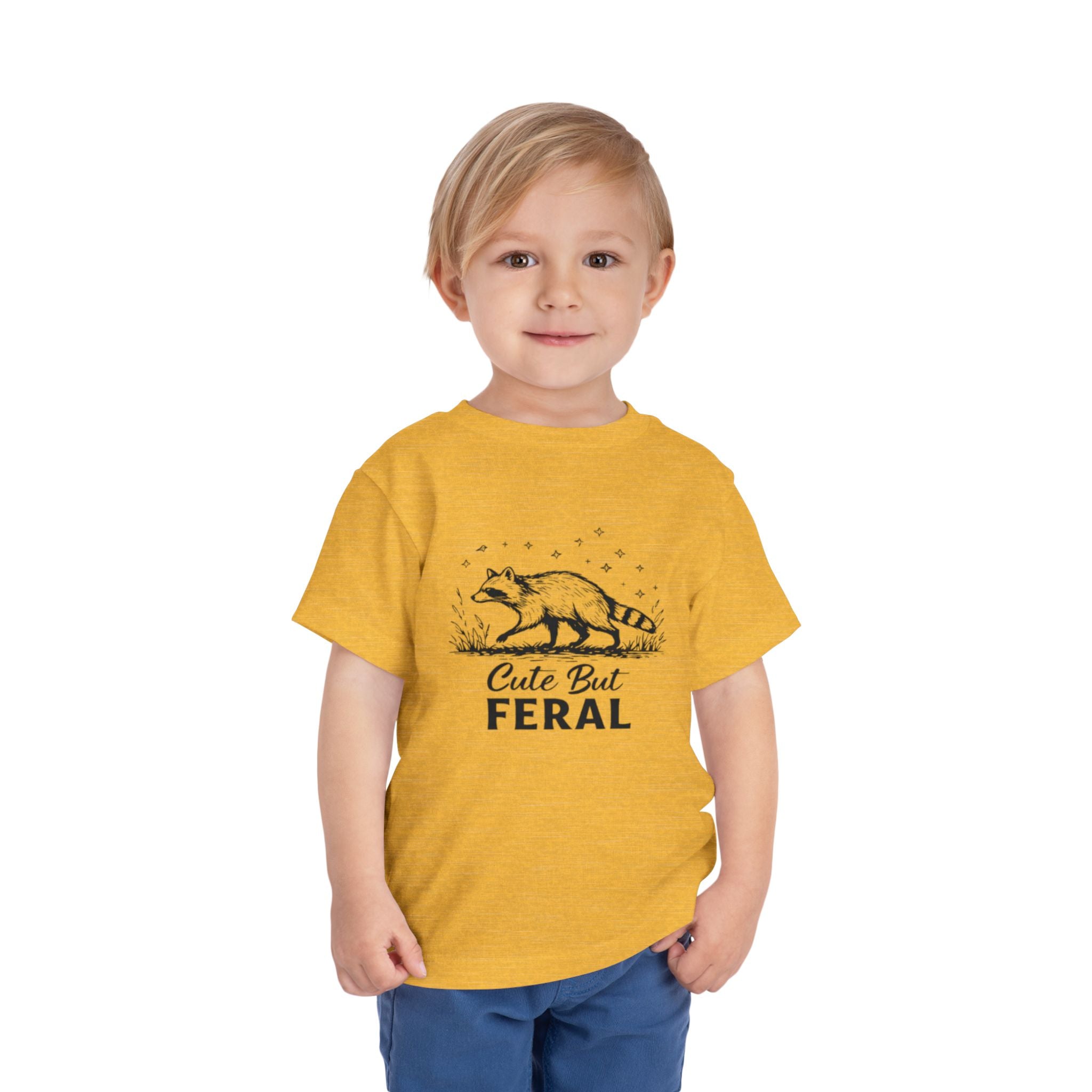 Toddler Tee | "Cute But Feral" Raccoon Graphic