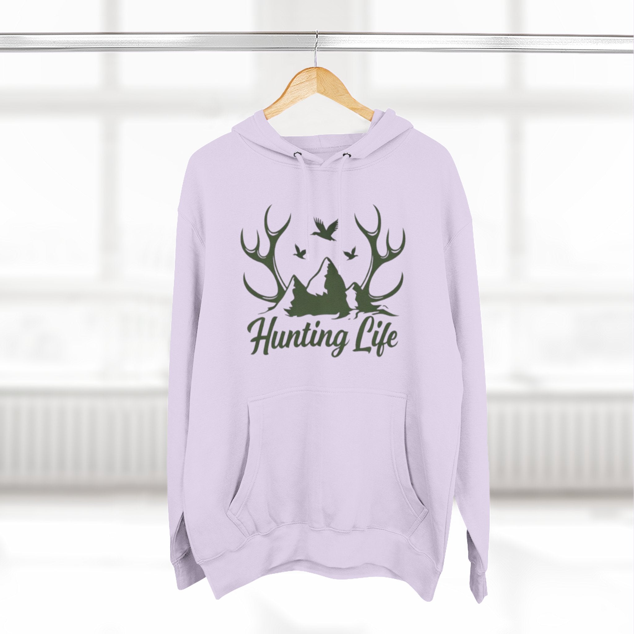 Hunting Life Hoodie | Antler Mountain & Birds Outdoor Hunting Hooded Sweatshirt