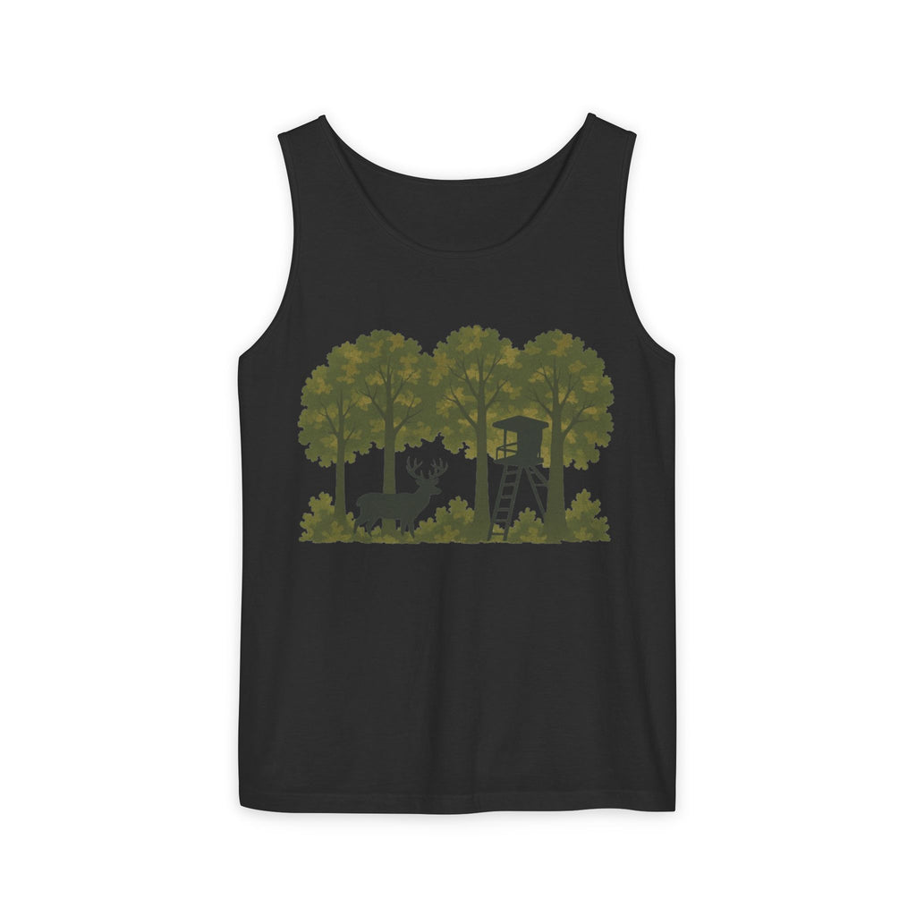 Deer Stand Woodland Tank Top | Hunting Cabin Forest Silhouette