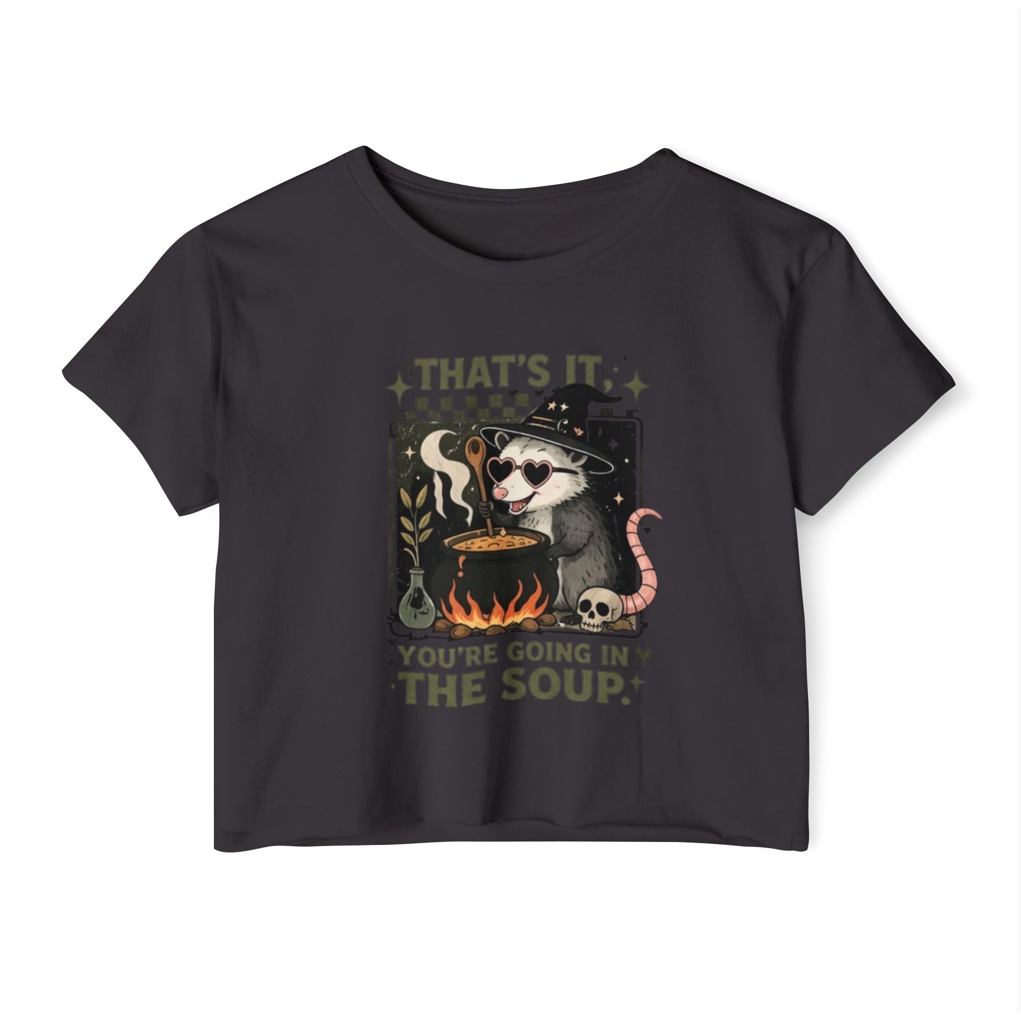 Witchy Opossum Crop Top | "Thats It, Youre Going in the Soup" Festival Tee
