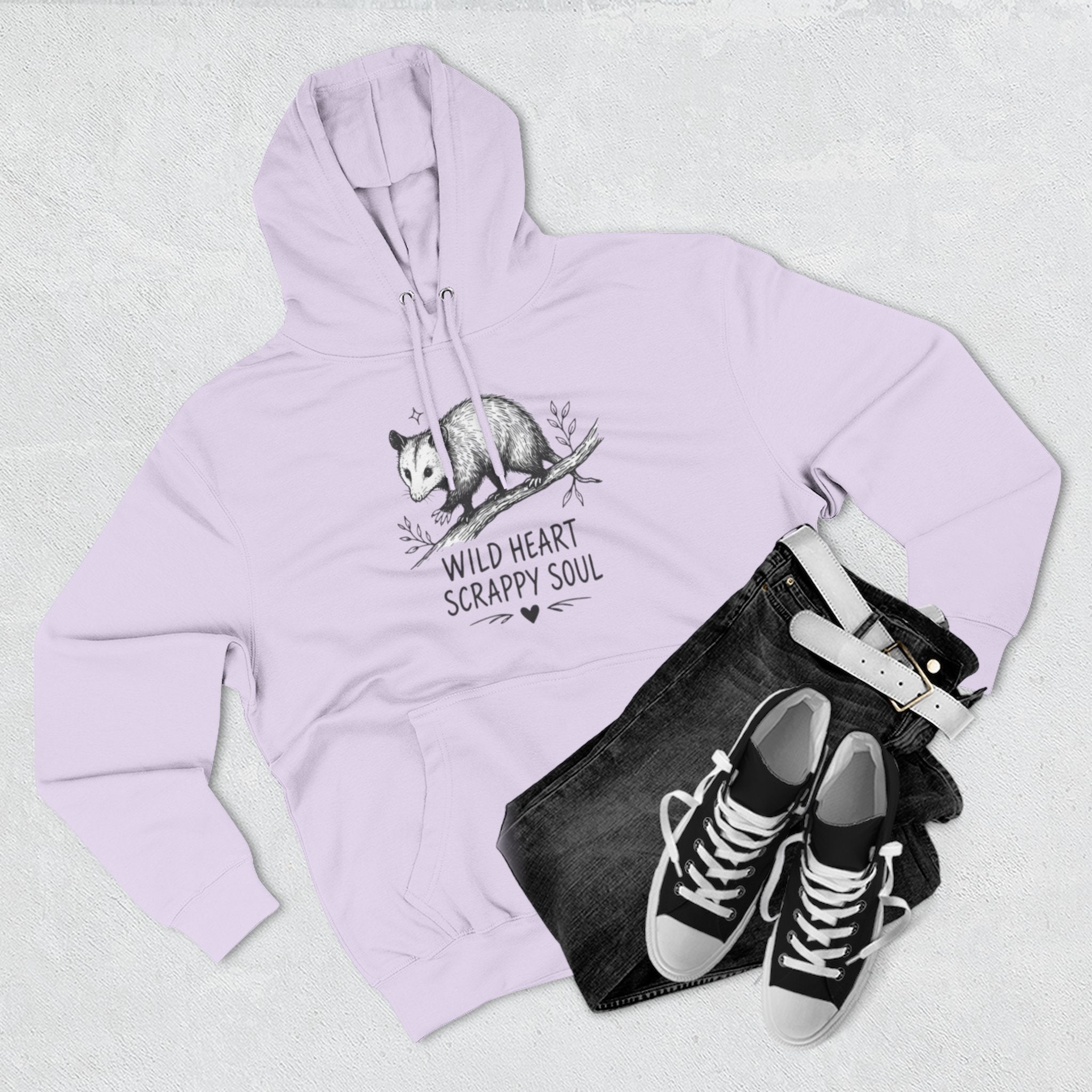 Hoodie | Wild Heart Scrappy Soul Opossum Illustration Cozy Hoodie