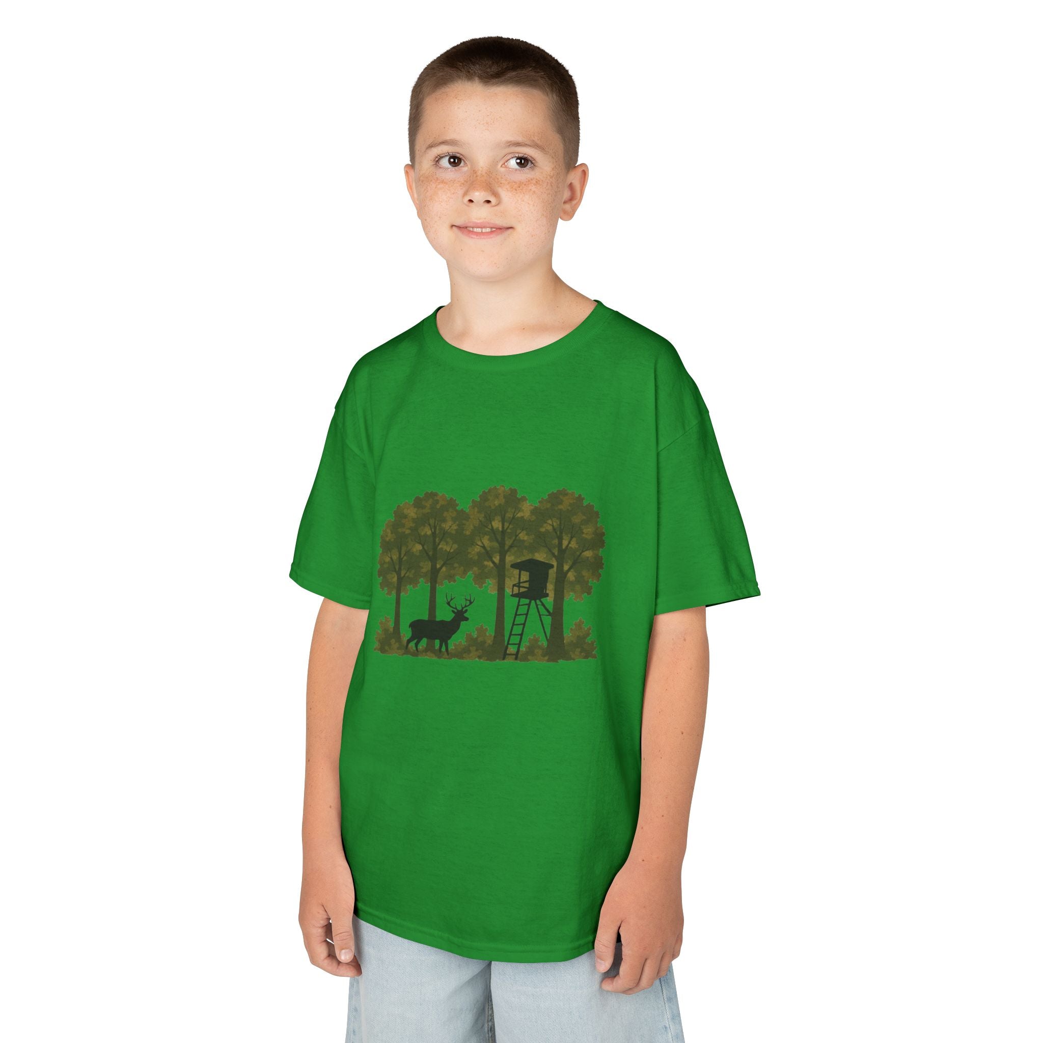 Kids Tee | Forest Deer & Hunting Stand Silhouette Shirt