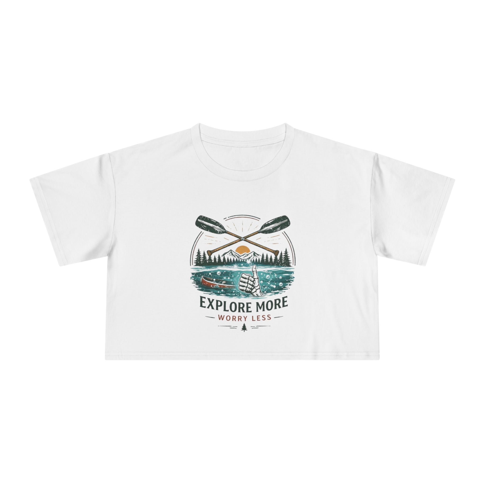 Crop Tee | Explore More "Worry Less" Outdoor Adventure Graphic