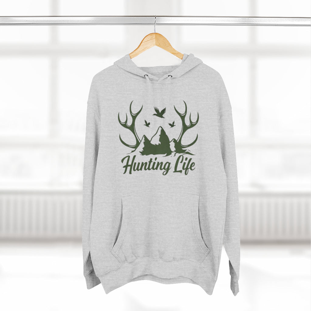 Hunting Life Hoodie | Antler Mountain & Birds Outdoor Hunting Hooded Sweatshirt