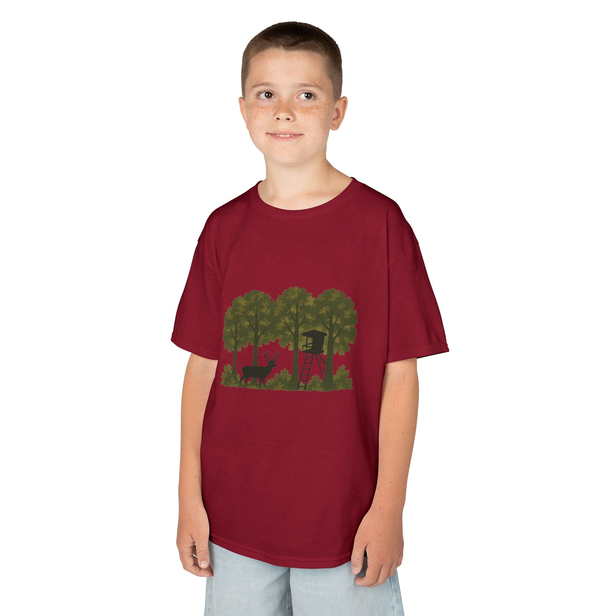 Kids Tee | Forest Deer & Hunting Stand Silhouette Shirt