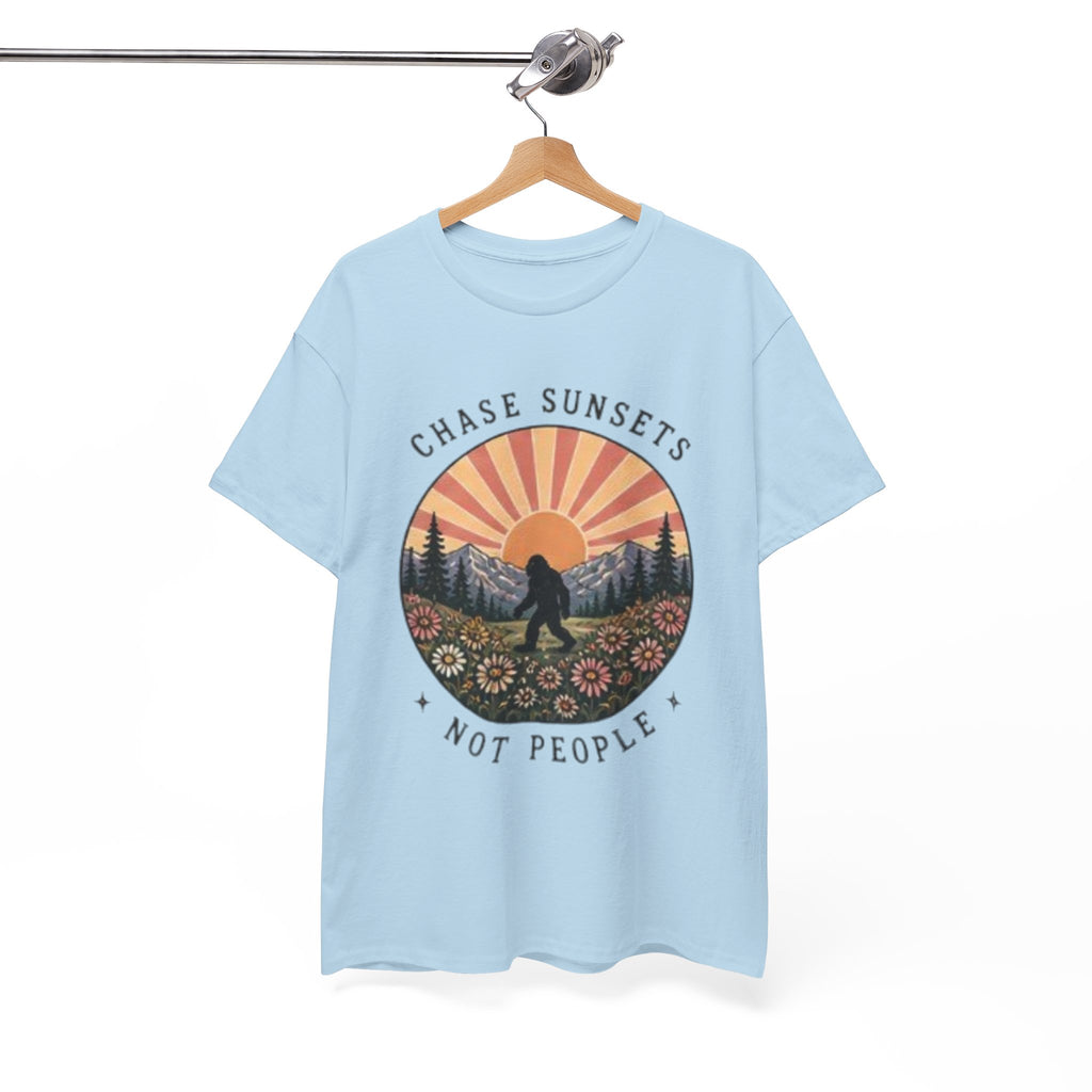 Chase Sunsets Not People Bigfoot Tee