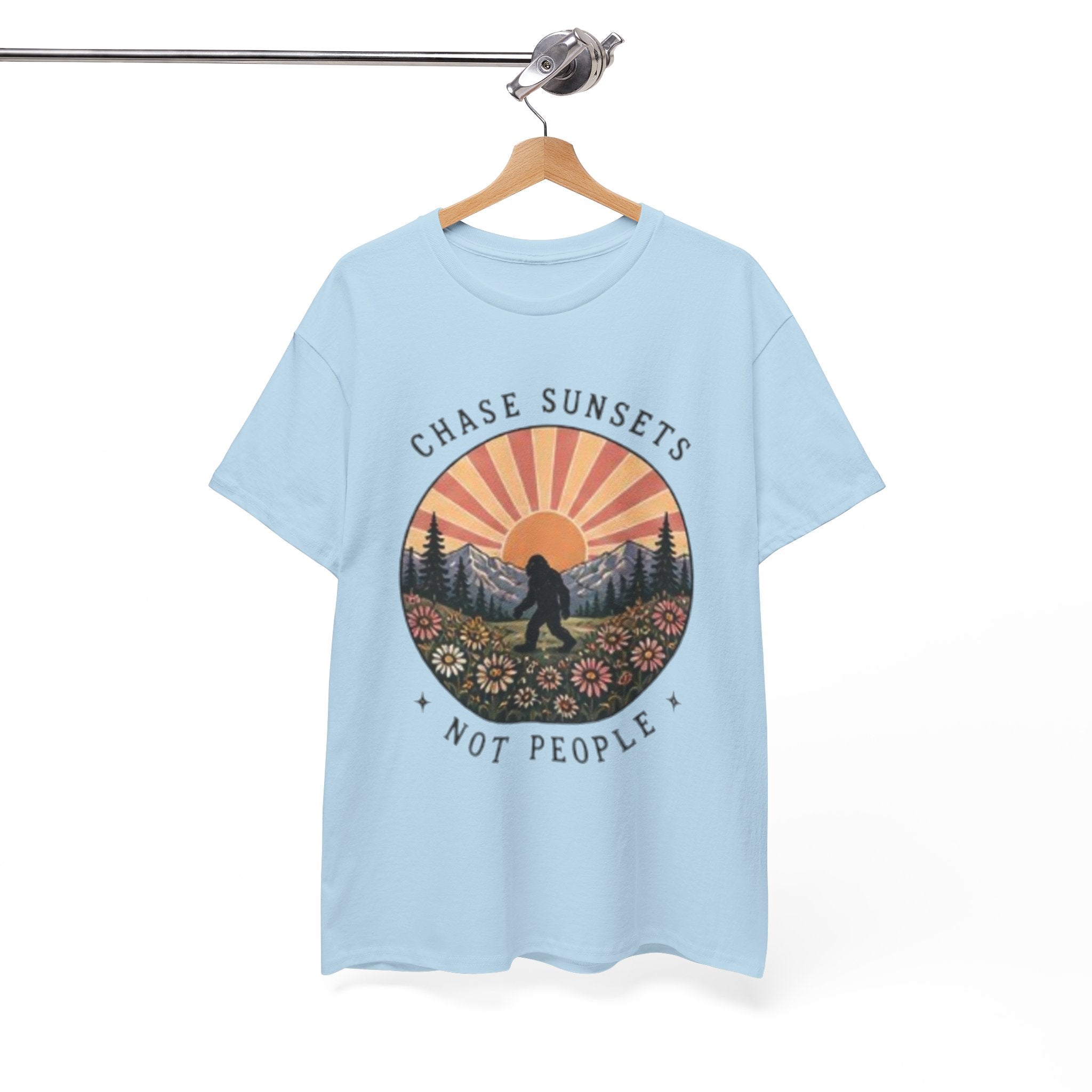 Chase Sunsets Not People Bigfoot Tee