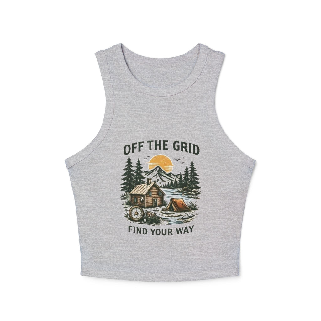 Off The Grid Cabin Tank Top | Find Your Way Women's Rib Racer
