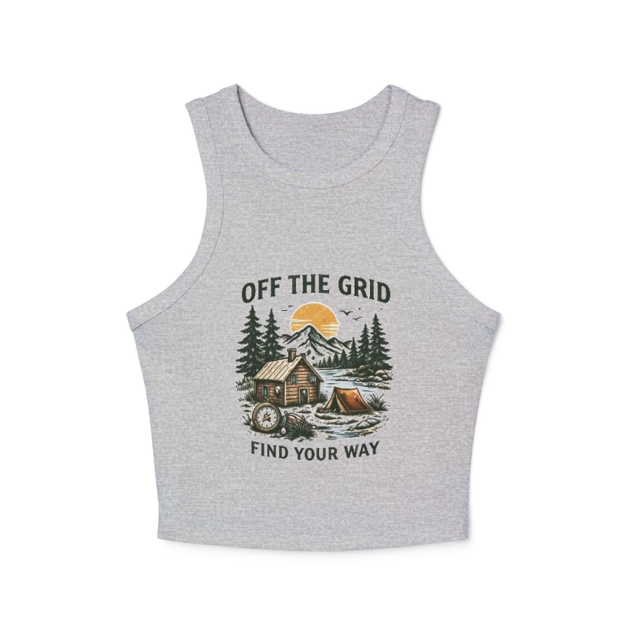 Off The Grid Cabin Tank Top | Find Your Way Women's Rib Racer